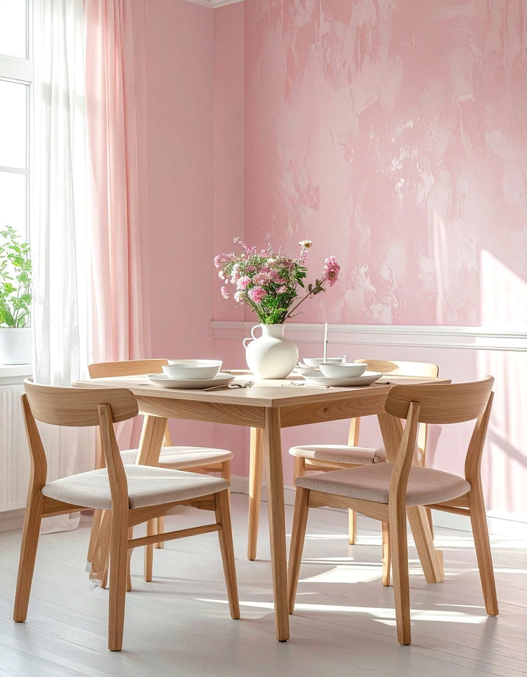 Soft Pink Wallpaper Dining Room - 30 blush dining room ideas