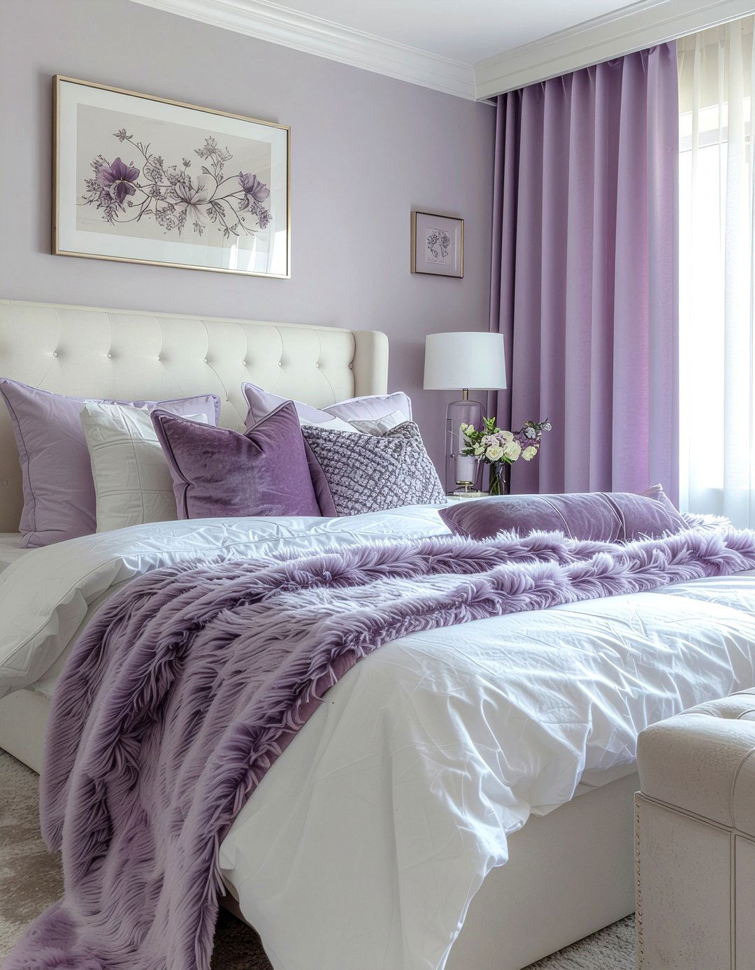 Soft Purple Bedroom Textiles - 30 cool toned bedroom ideas