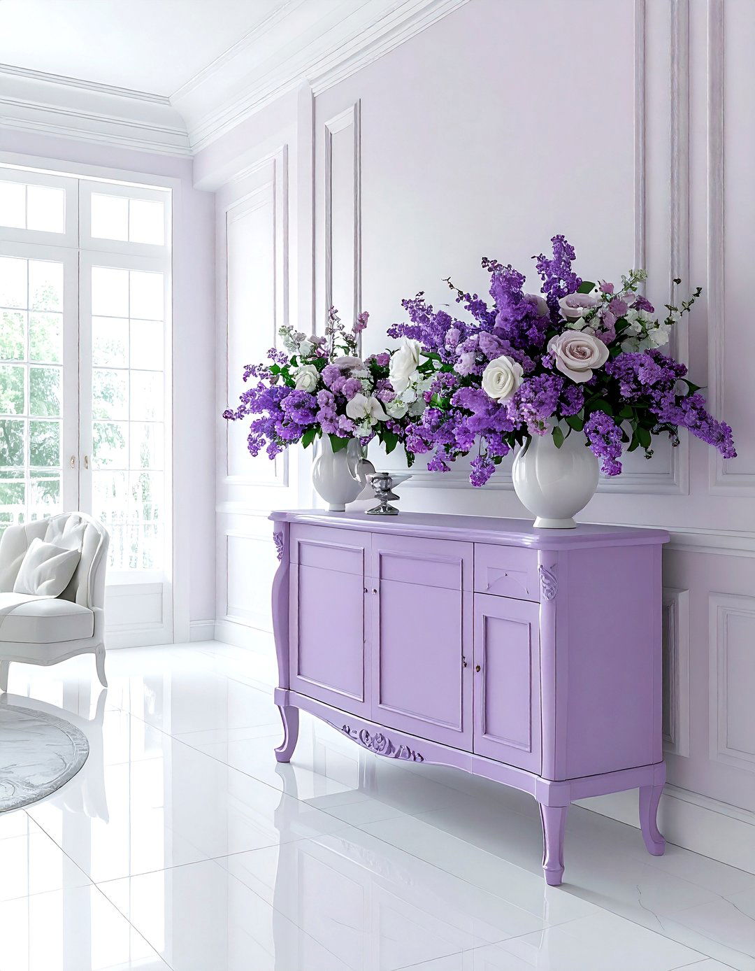 Soft Purple Buffet - 30 painted dining room furniture ideas