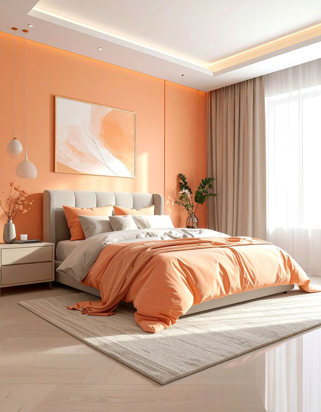 Soft apricot orange bedroom - 30 bright orange bedroom ideas