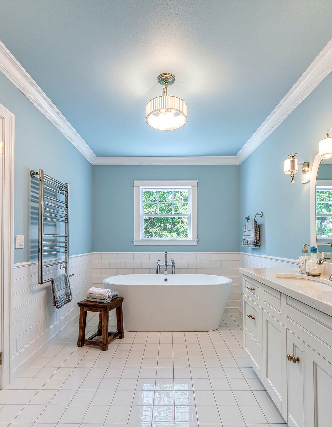 Soft blue ceiling paint - 30 partial bathroom remodel ideas