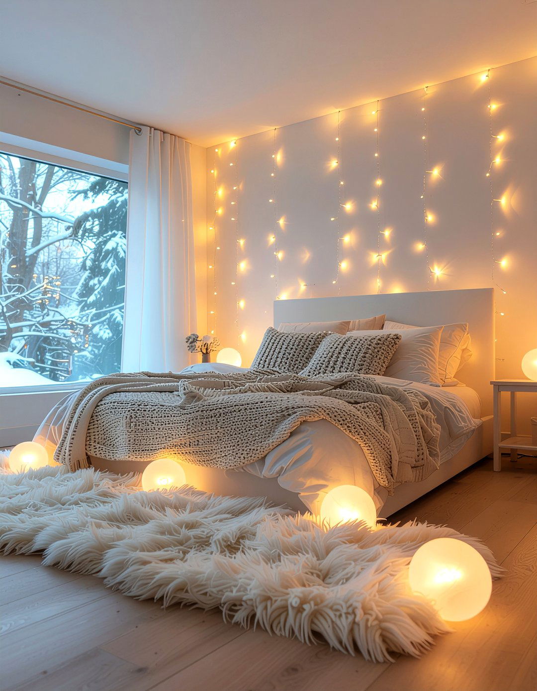 Soft glow fairy lights - 30 bedroom fairy lights ideas