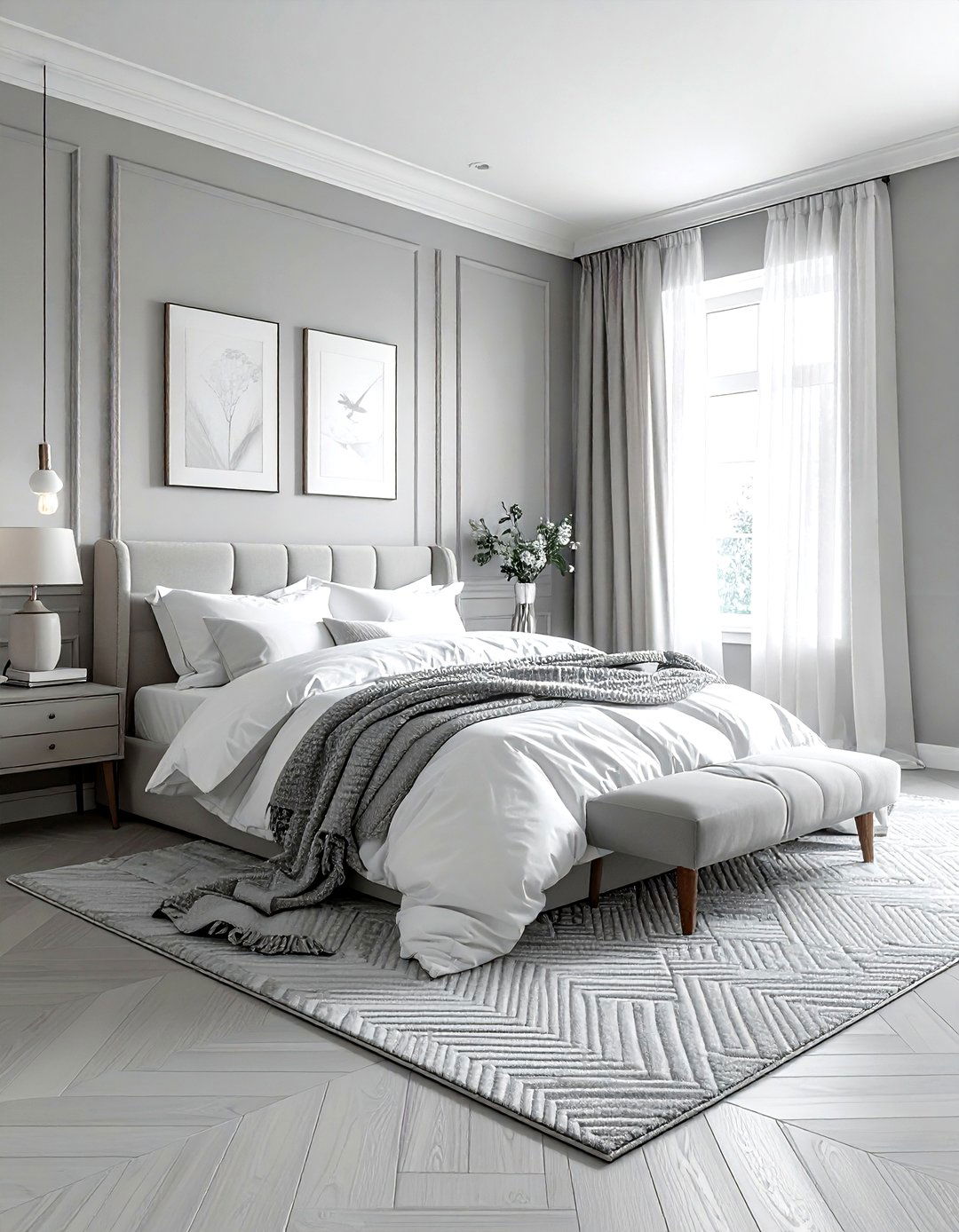 Soft gray and white bedroom - 30 gray and white bedroom ideas