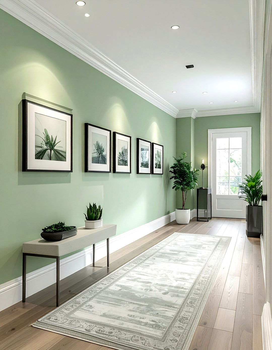 Soft green hallway - 30 green paint color ideas