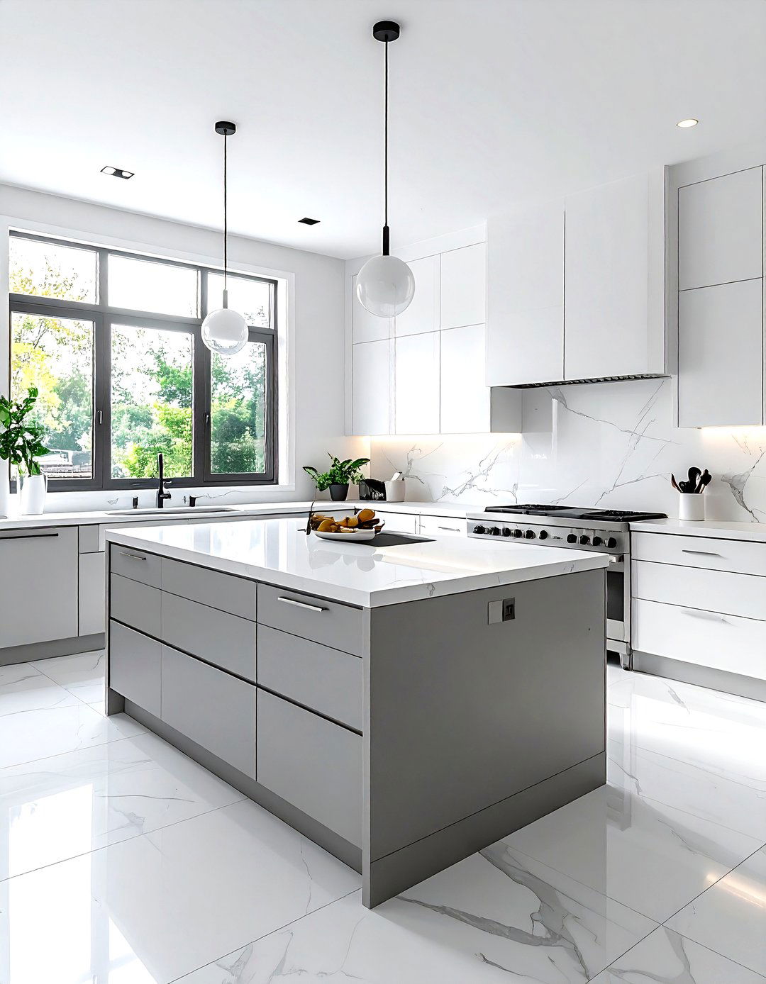 Soft grey kitchen islands - 30 kitchen color ideas