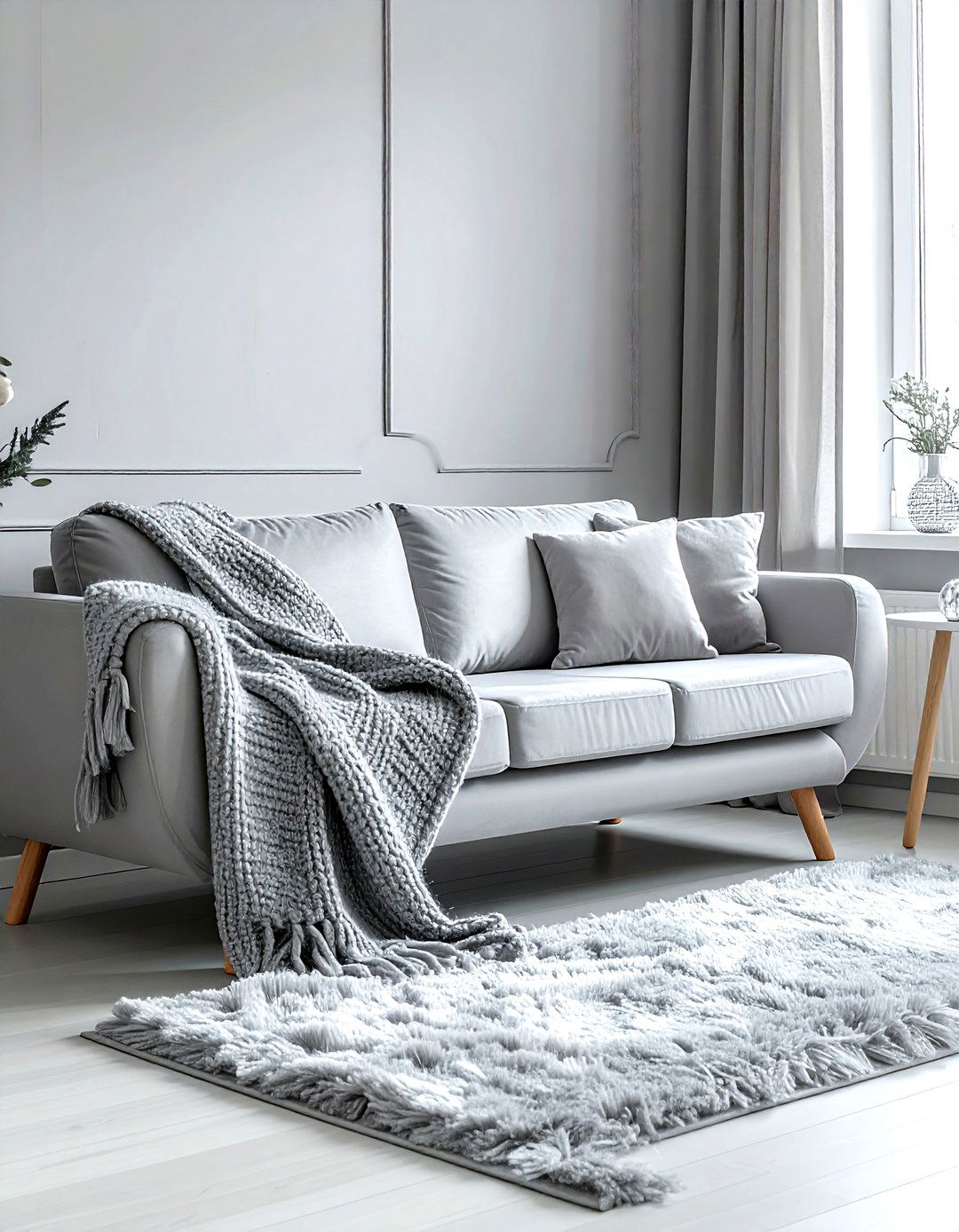 Soft grey living room - 30 monochromatic living room ideas