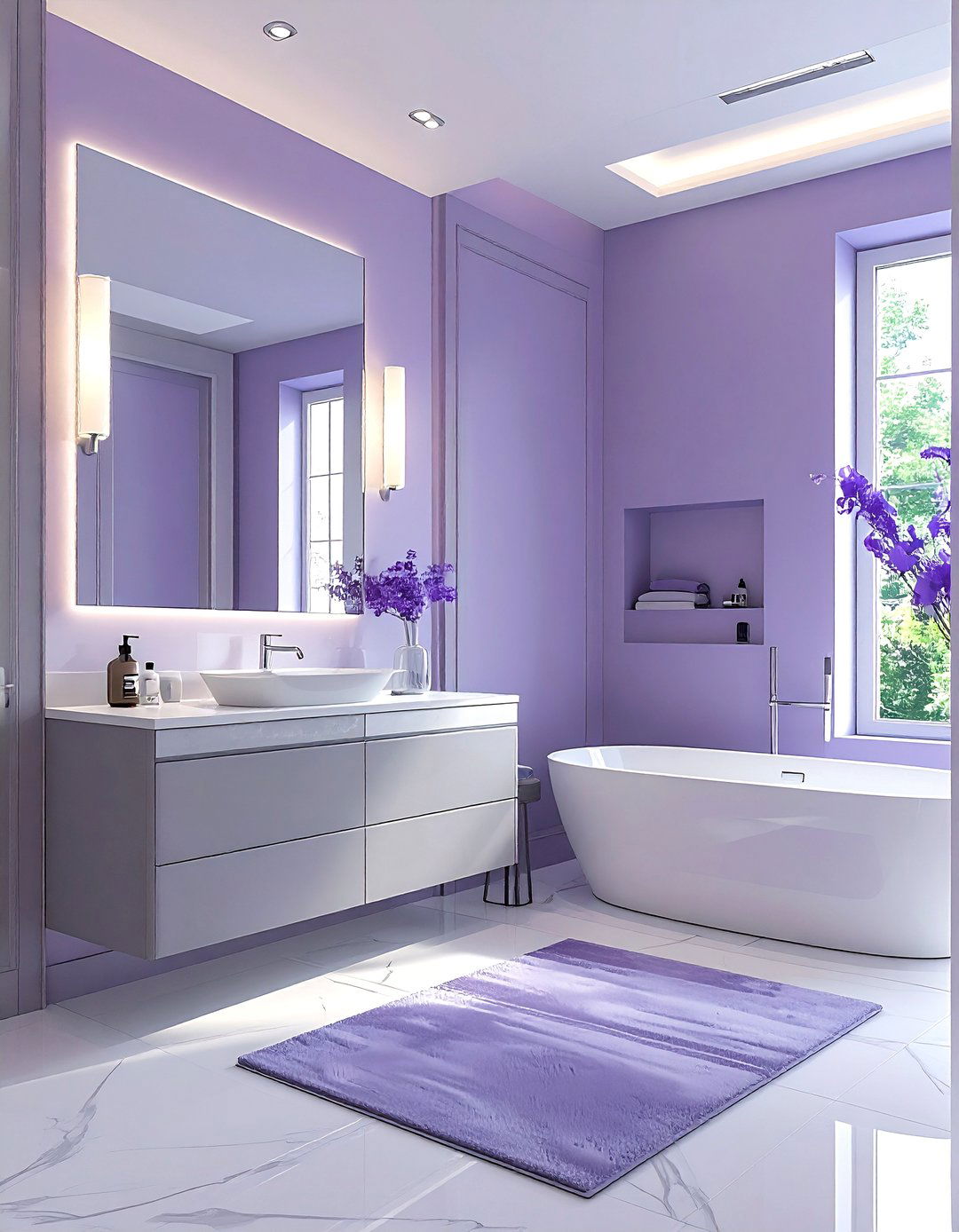 Soft iris bathroom - 30 purple bathroom color schemes