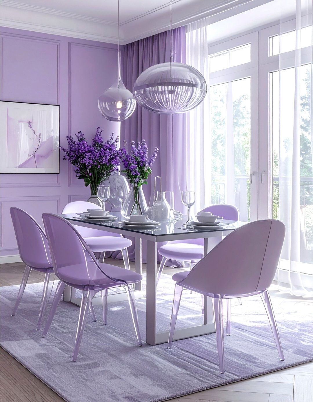 Soft lavender dining room - 30 dining room paint ideas