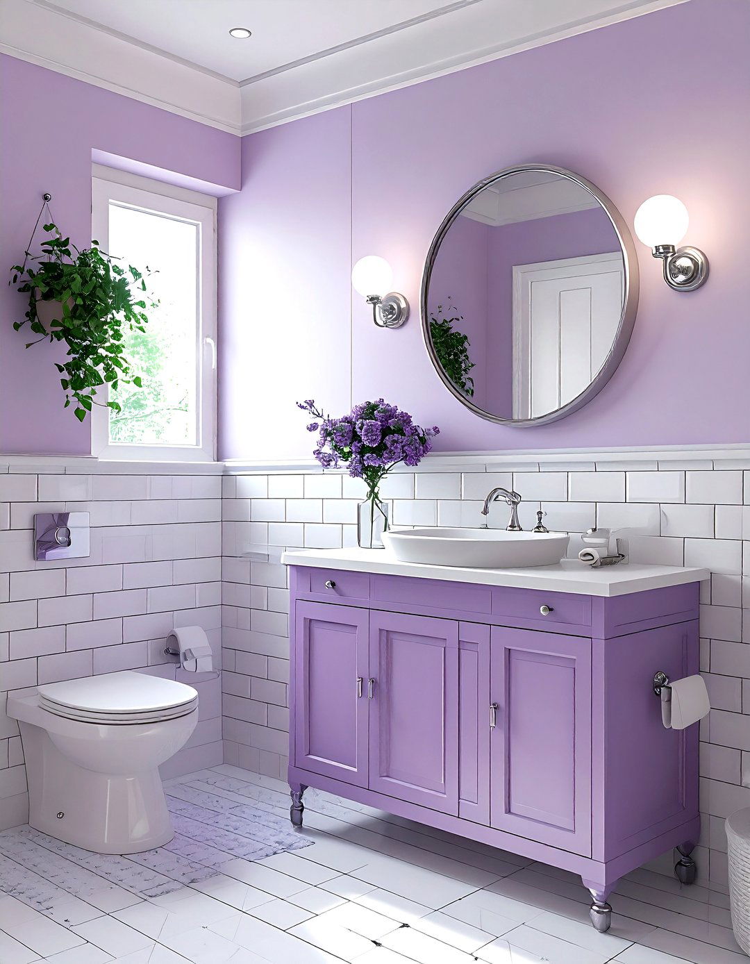 Soft lilac bathroom suite - 30 pastel bathroom ideas