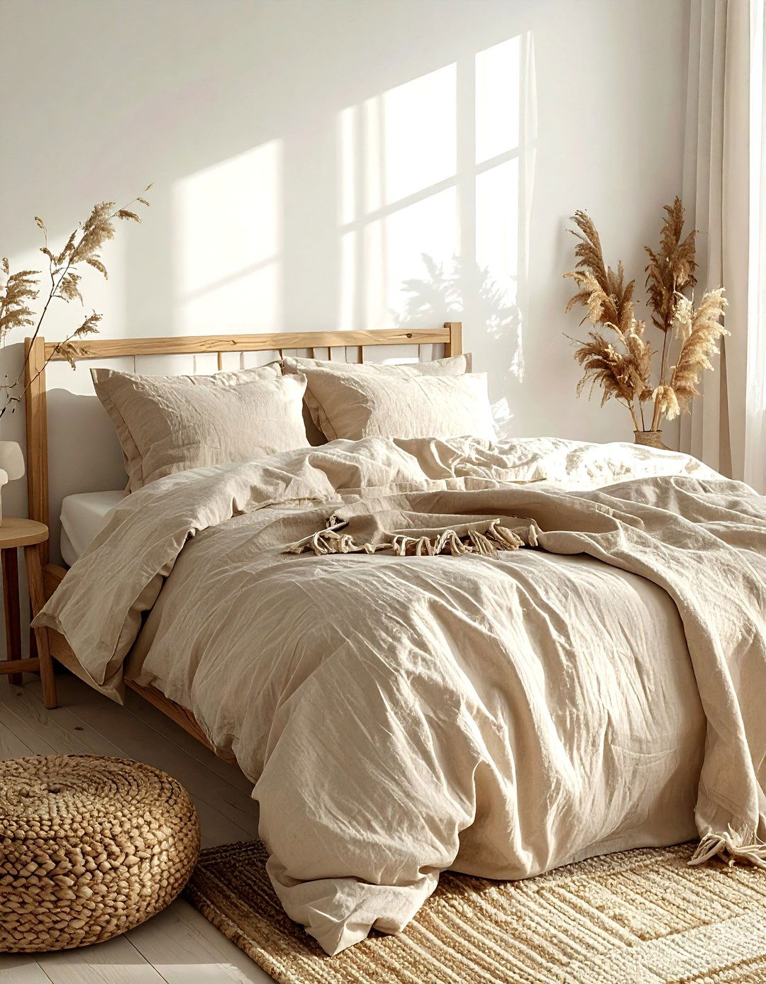 Soft linen bedding - 30 peaceful decor ideas