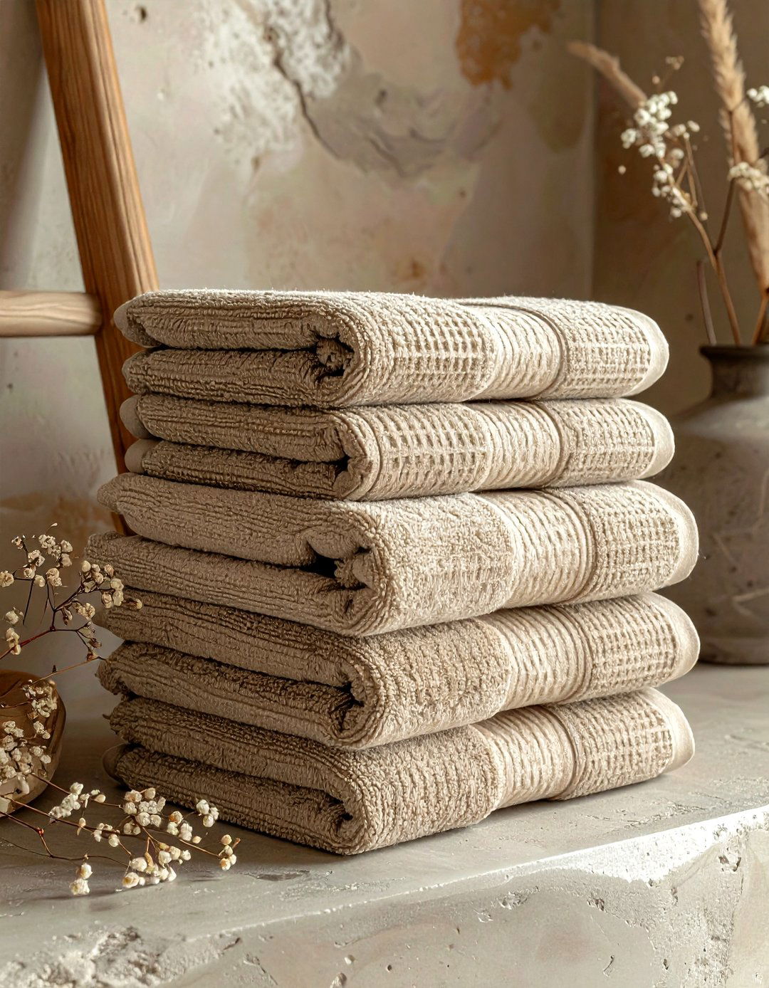 Soft linen towels - 30 zen bathroom ideas