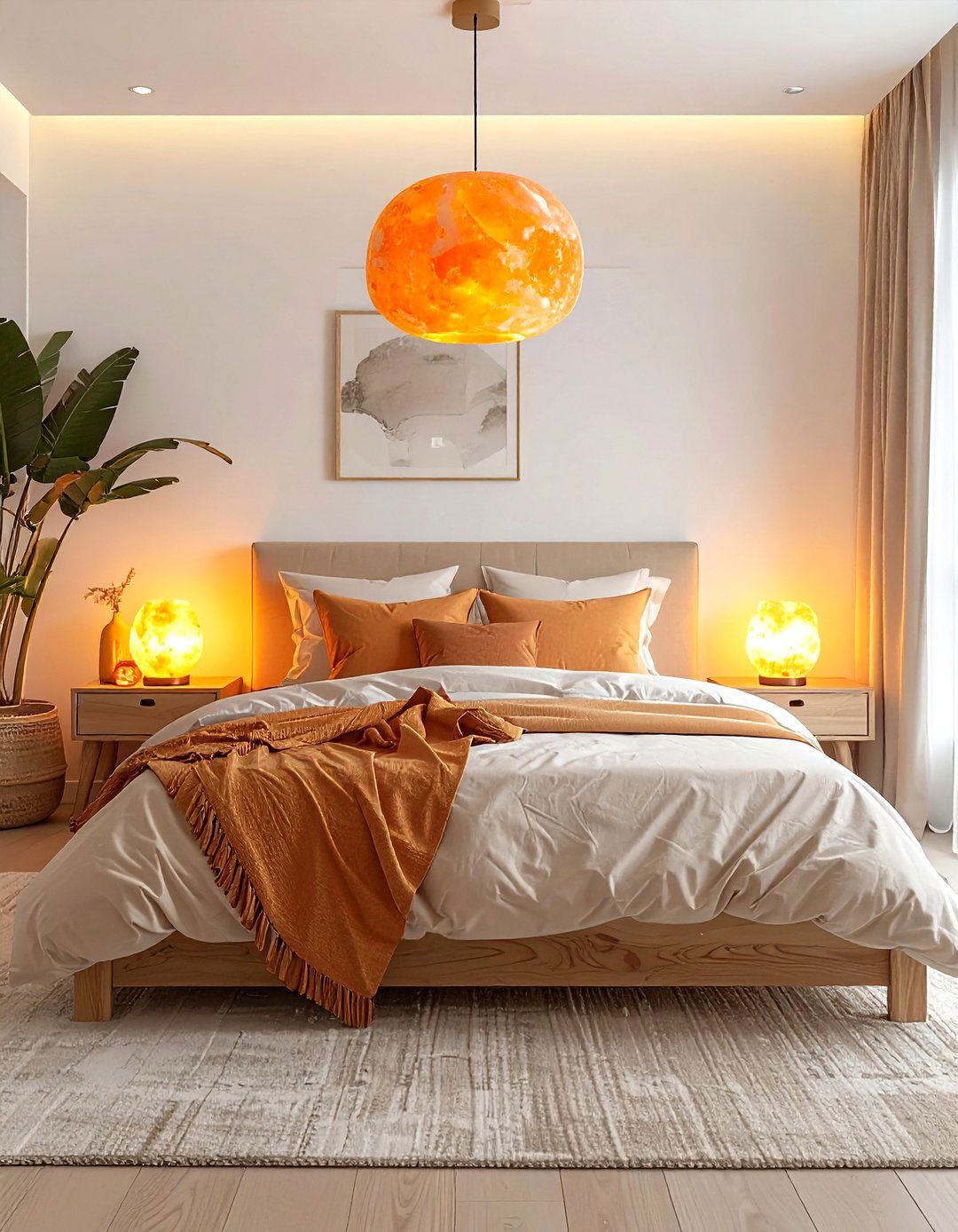 Soft orange lighting - 30 orange bedroom ideas