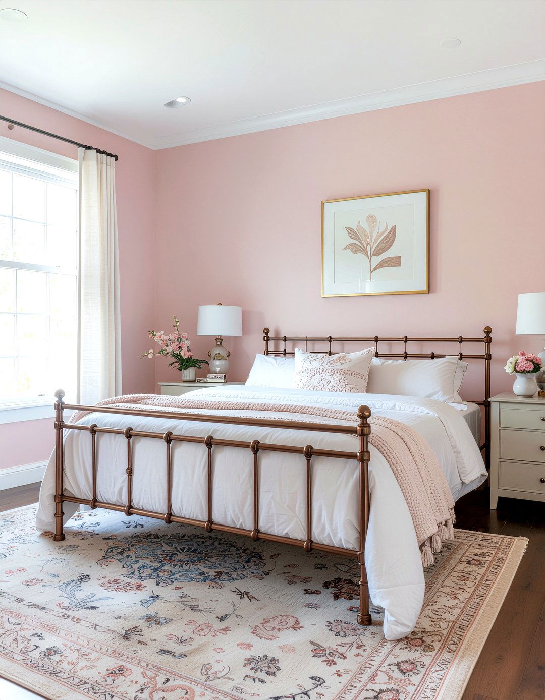 Soft pink and bronze bedroom - 30 bronze accent bedroom ideas
