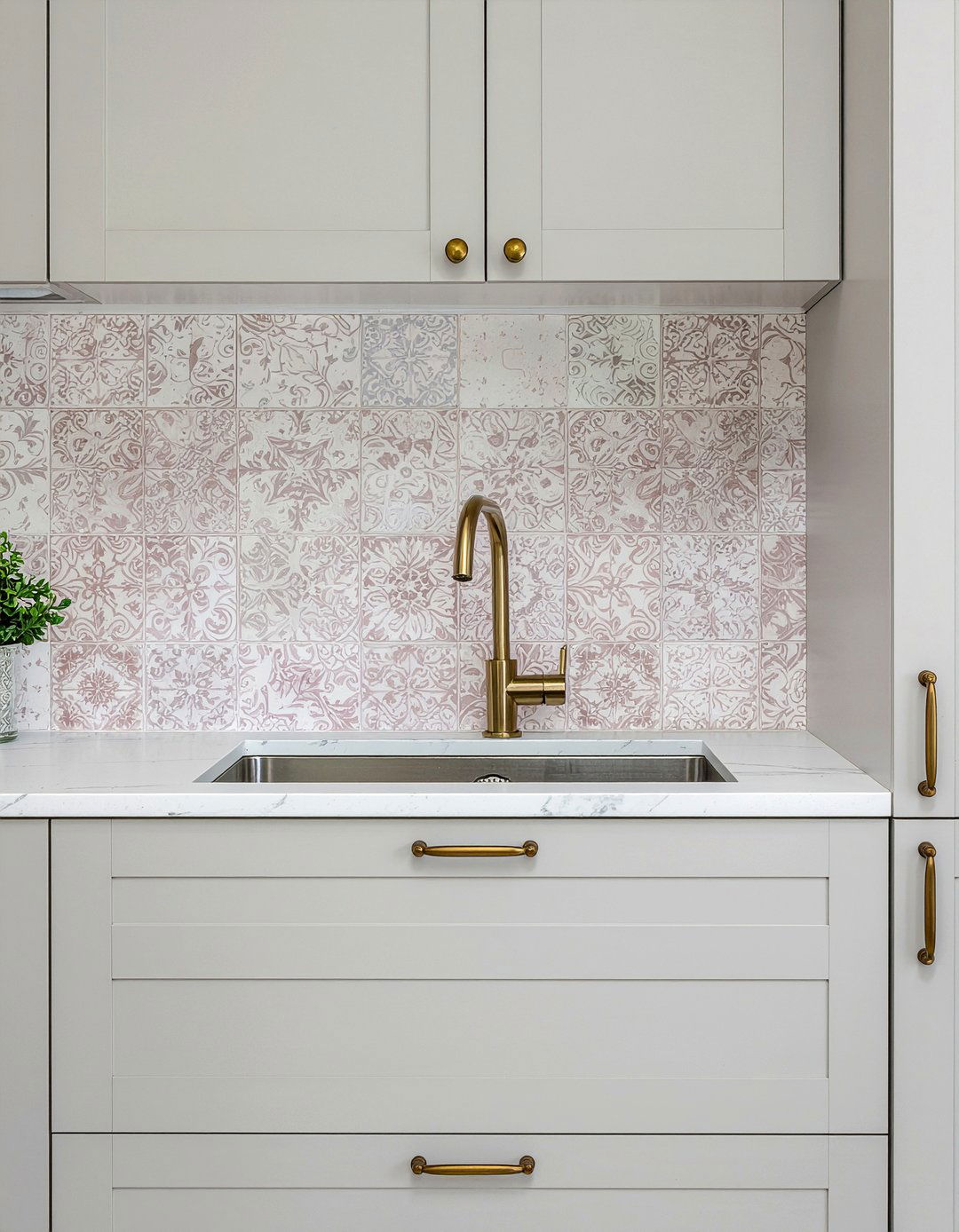 Soft pink encaustic tile - 30 encaustic tile kitchen backsplash ideas