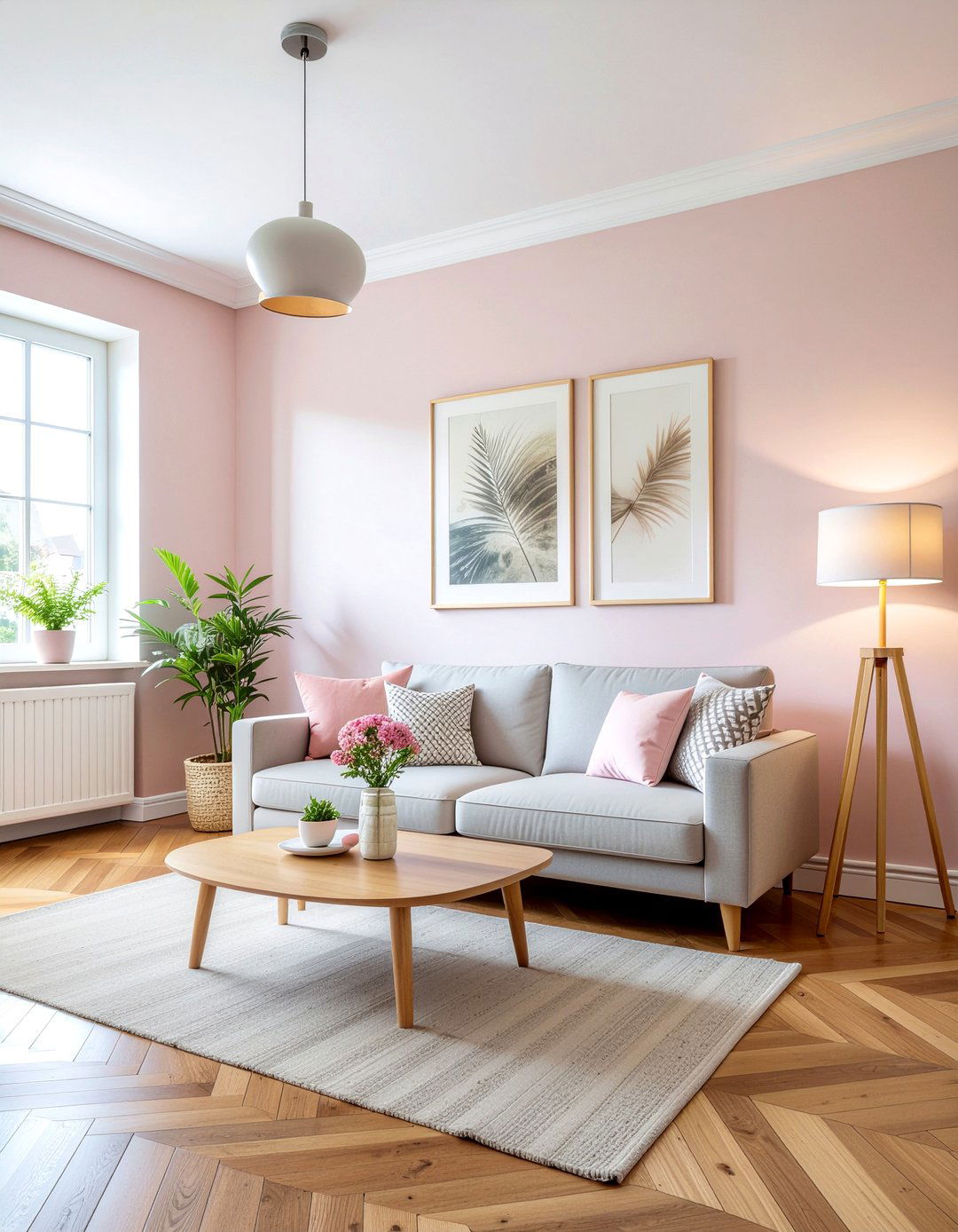 Soft pink living room - 30 living room pink walls