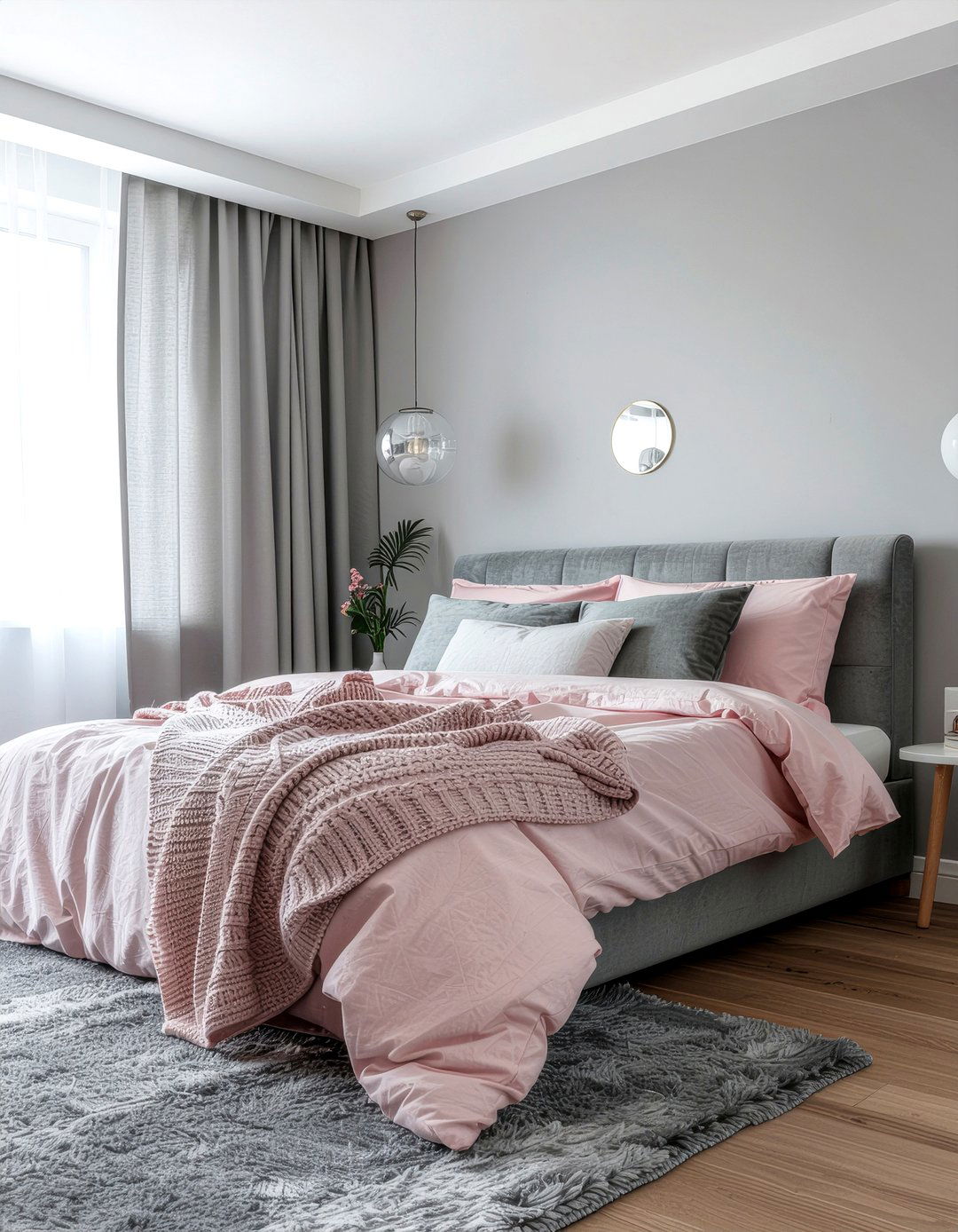 Soft pink slate gray bedroom - 30 pink and gray bedroom ideas