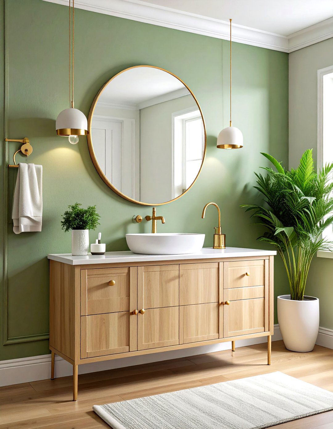 Soft sage green wallpaper - 30 powder room wallpaper ideas