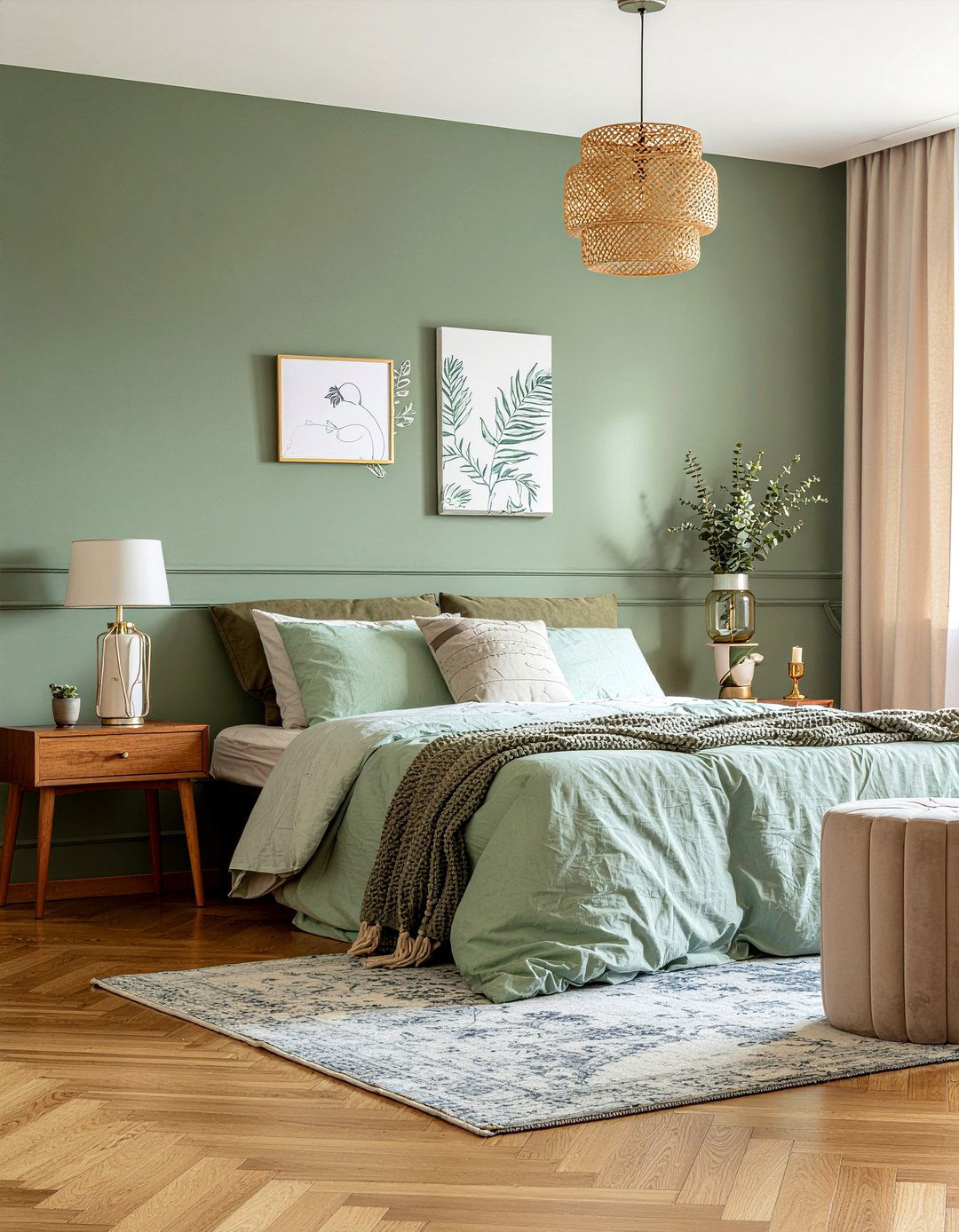 Soft sage green walls - 30 Italian bedroom ideas