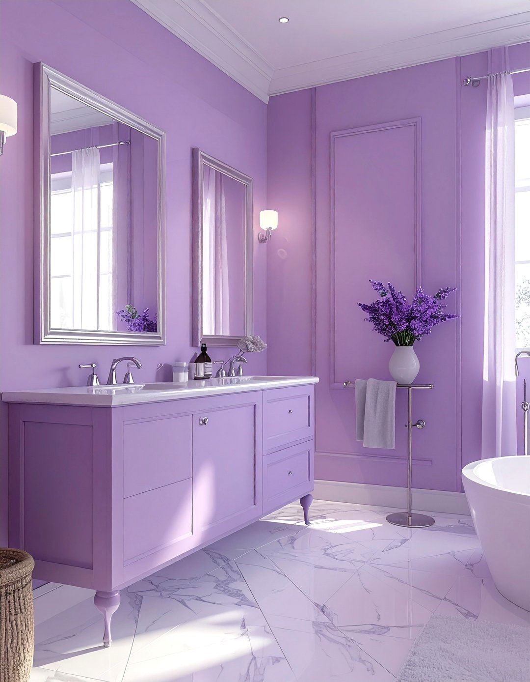 Soft violet bathroom - 30 cool tone bathroom ideas