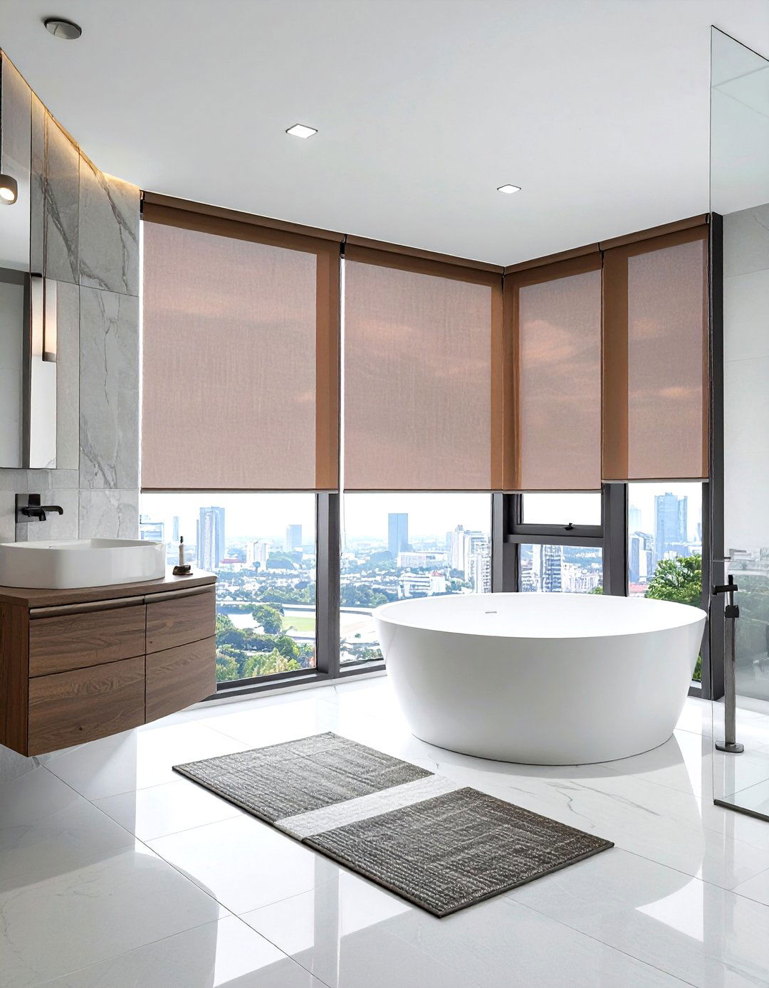 Solar Shade Rollers - 30 bathroom window treatment ideas