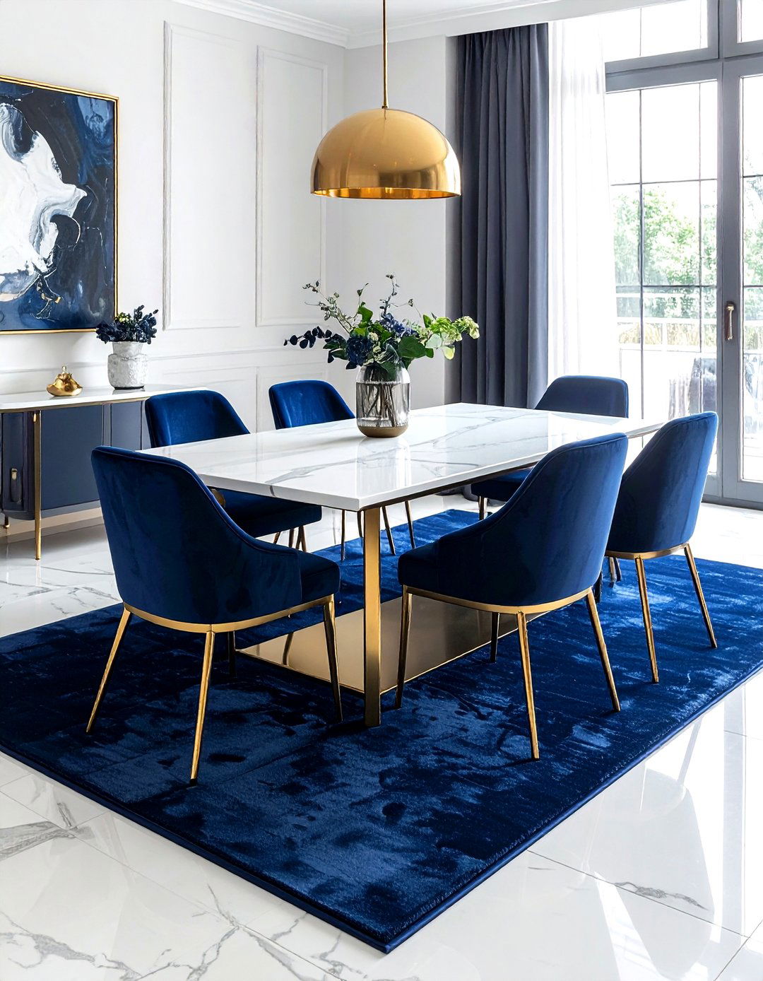 Solid Navy Rug - 30 dining room area rug ideas