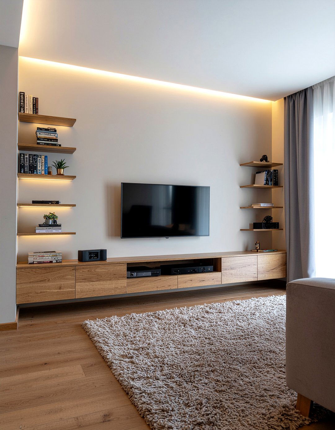 Solid Oak TV Stand - 30 living room oak furniture ideas