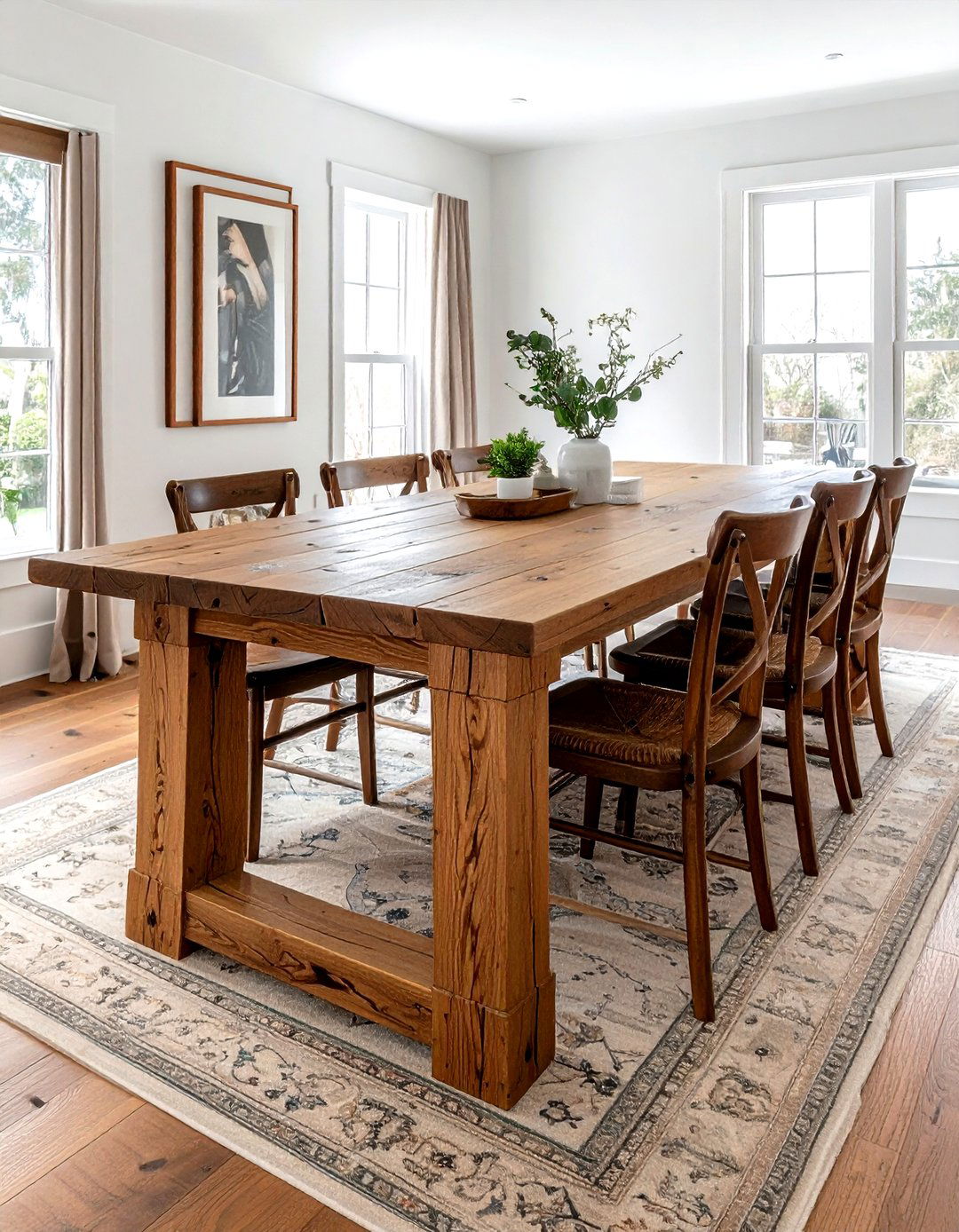 Solid Wood Trestle Table - 30 wood dining room ideas