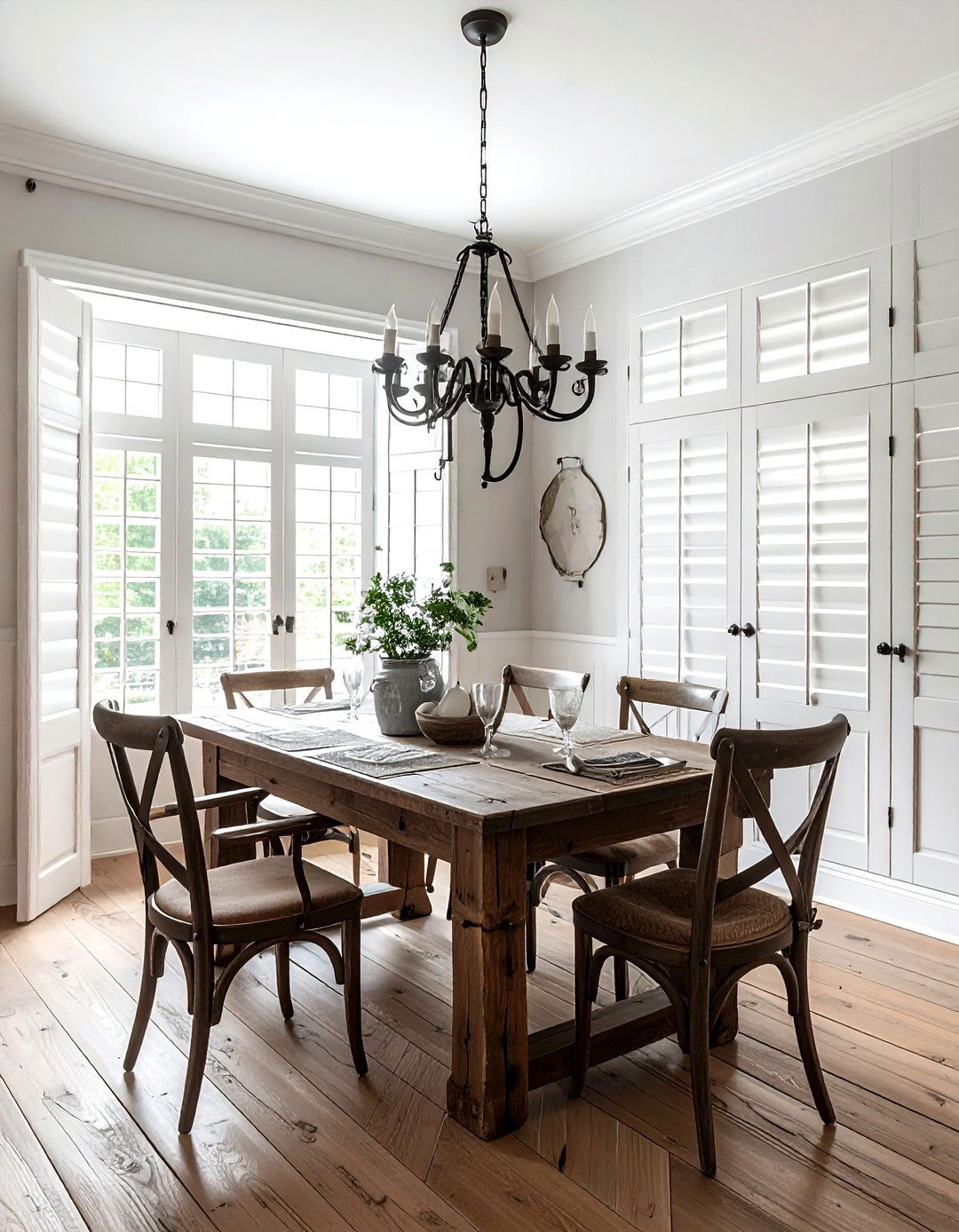 Solid panel shutters - 30 dining room shutter ideas