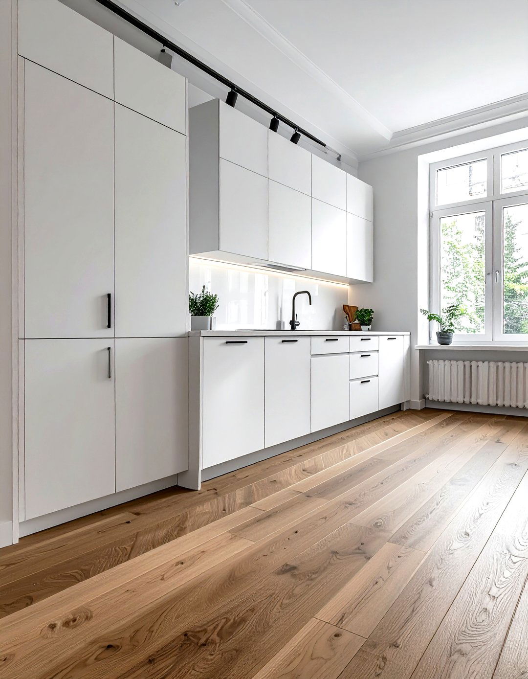 Solid wood flooring with flat pack kitchen - 30 kitchen high-low mixing ideas