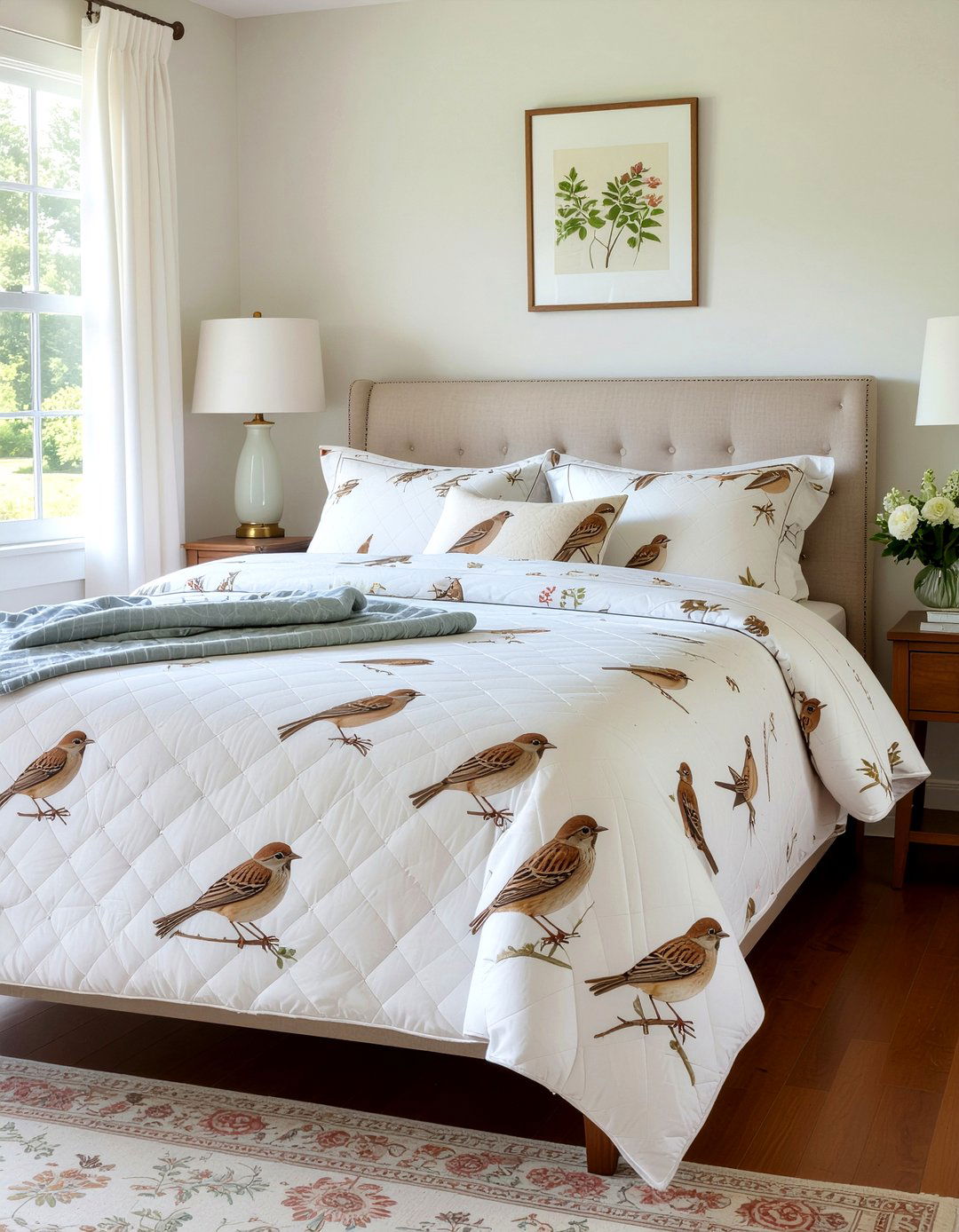 Songbird Bedspread - 30 bird bedroom ideas