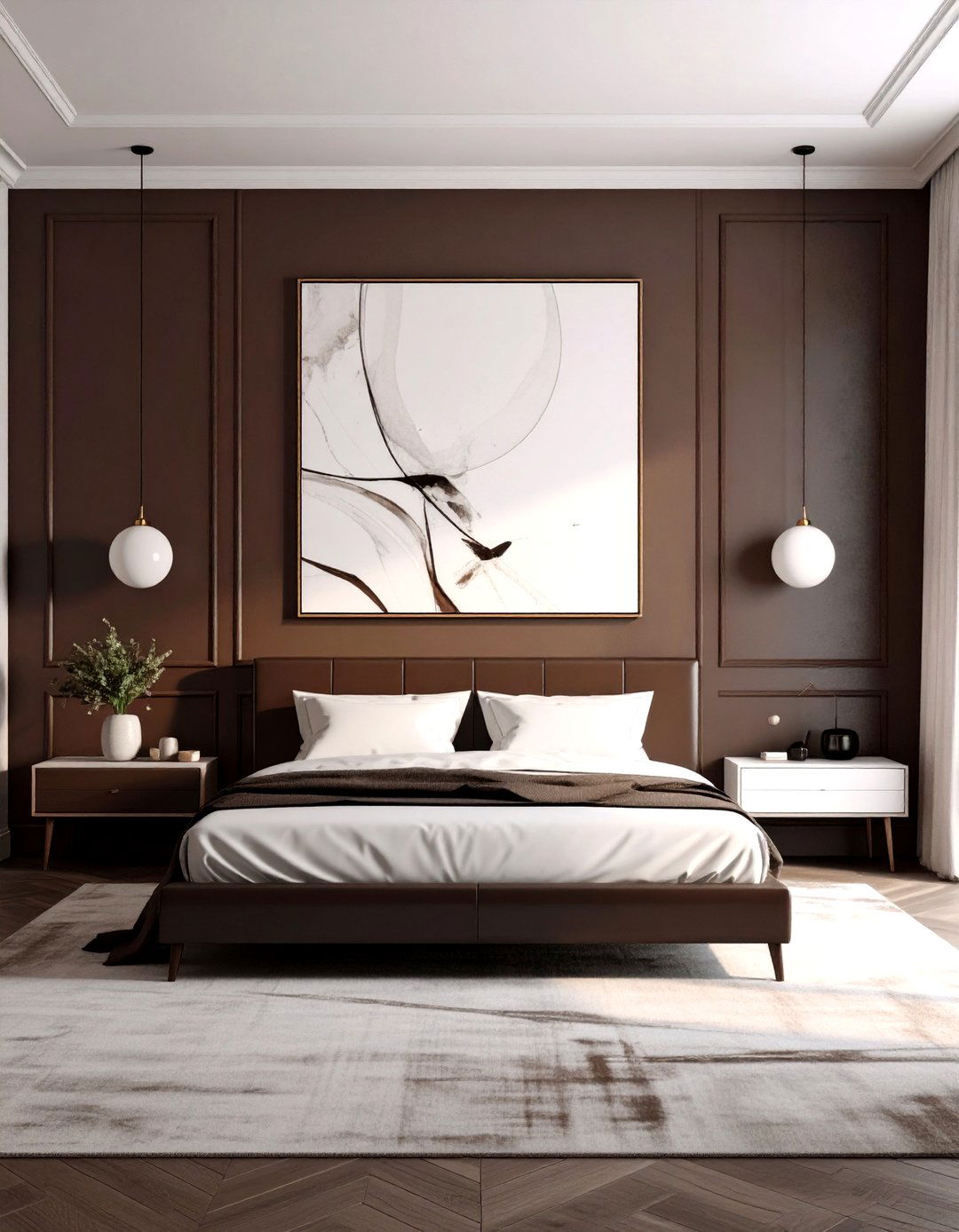 Sophisticated brown and white bedroom - 30 brown and white bedroom ideas