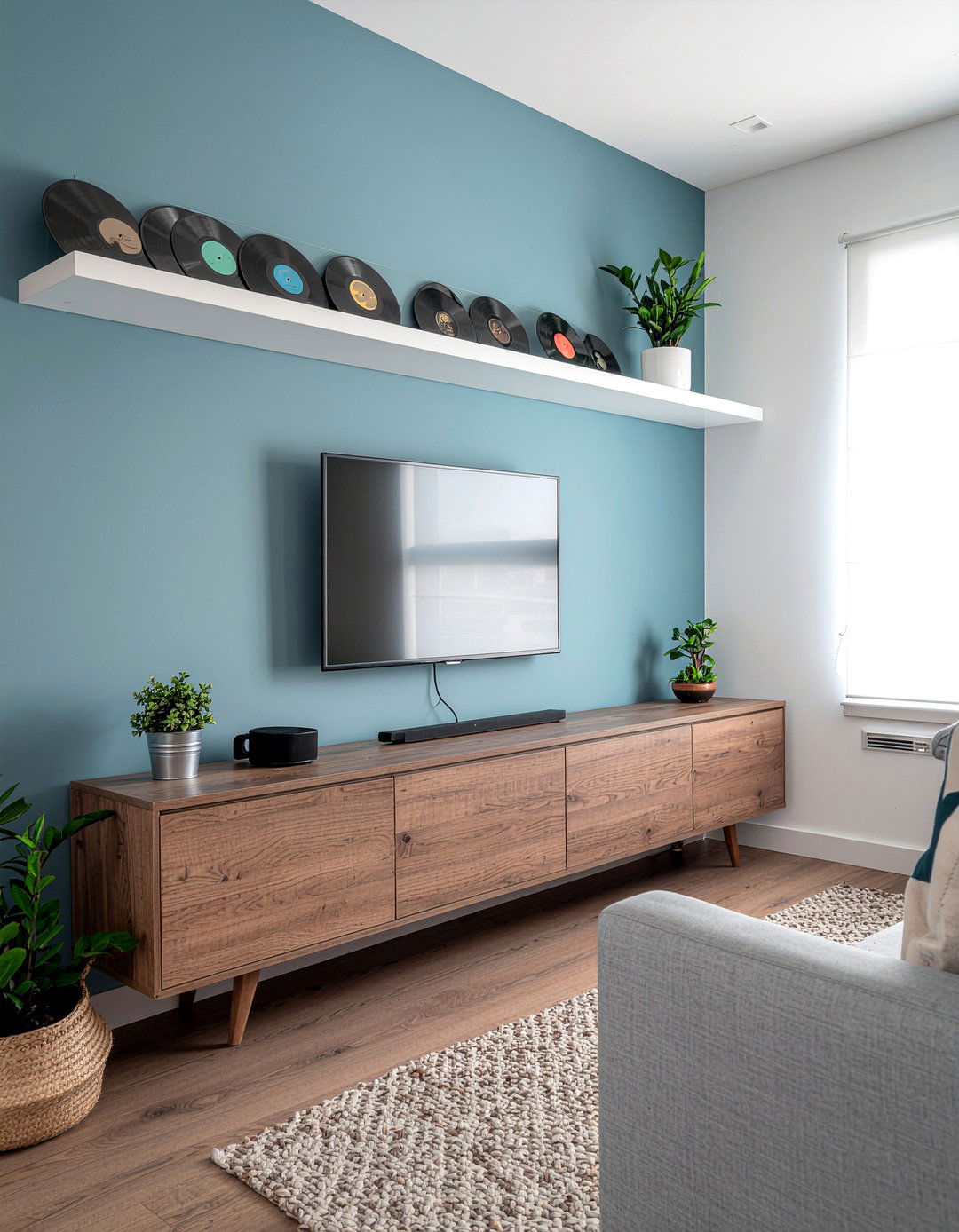 Soundbar Between Two Shelves - 30 living room soundbar ideas