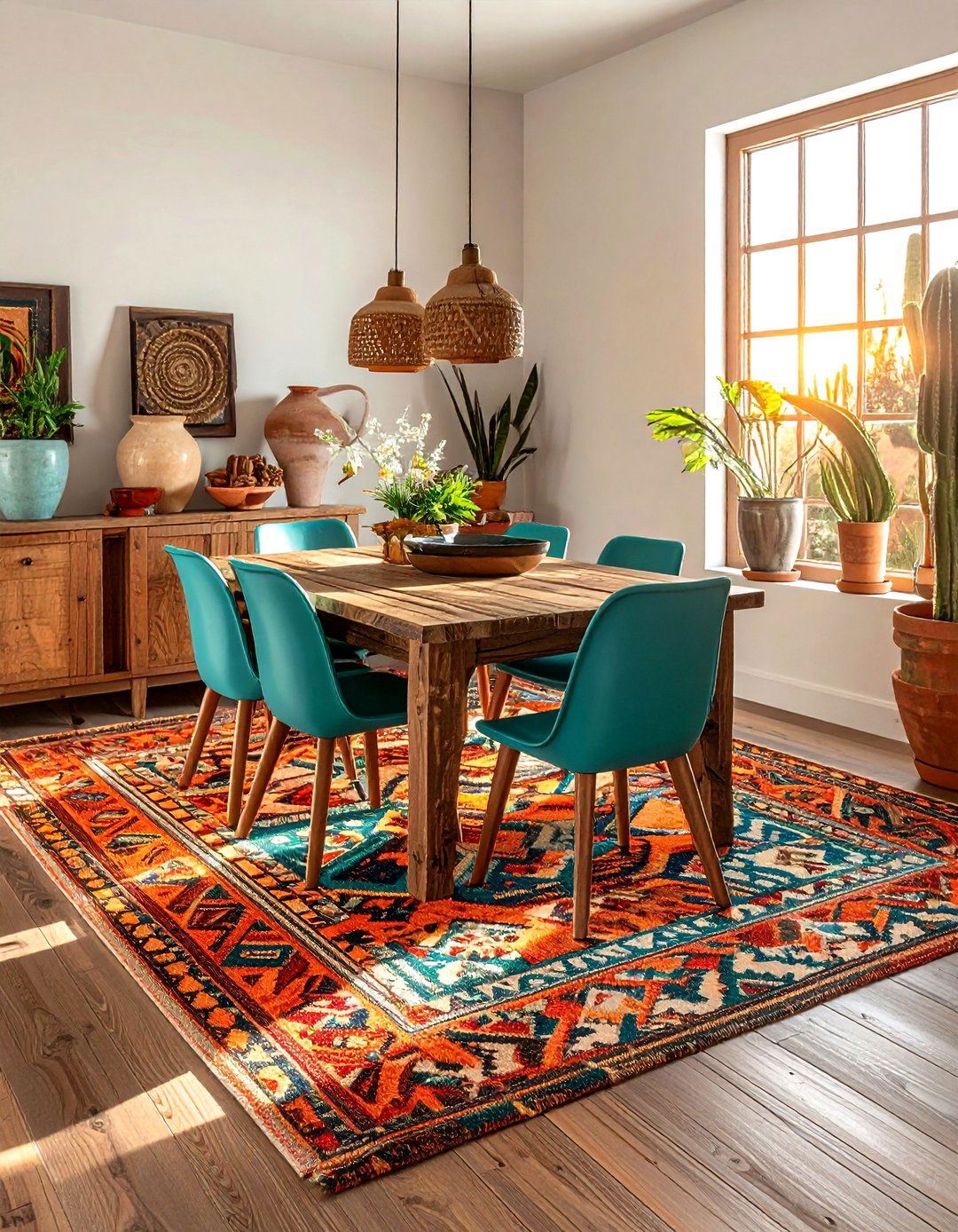 Southwestern Pattern Rug - 30 dining room area rug ideas