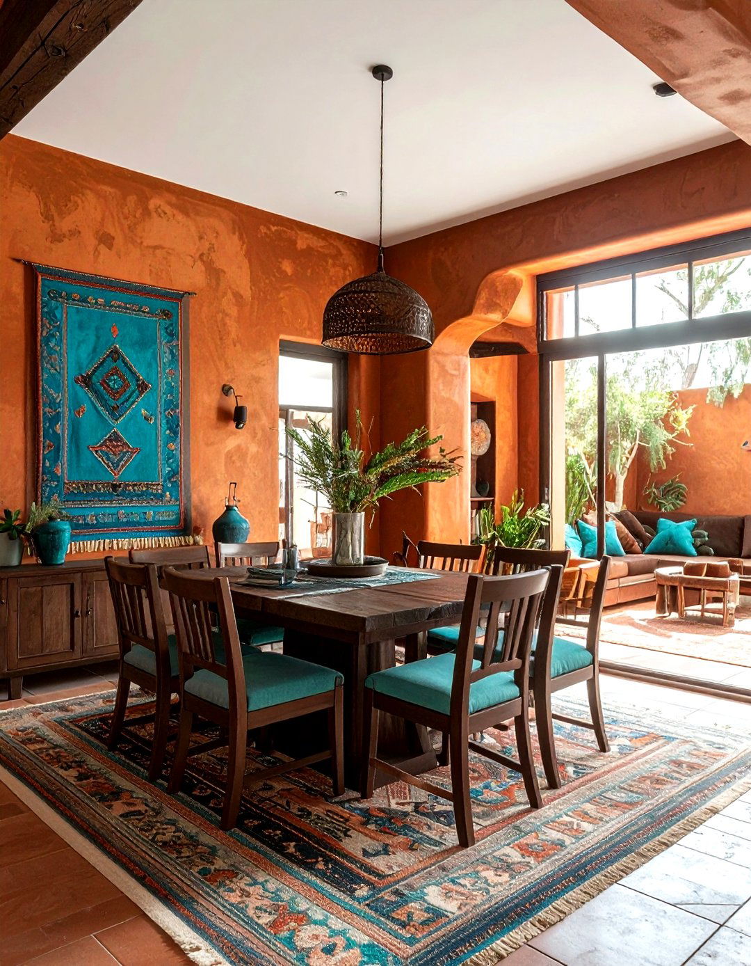Southwestern terracotta living room - 30 living room terracotta walls