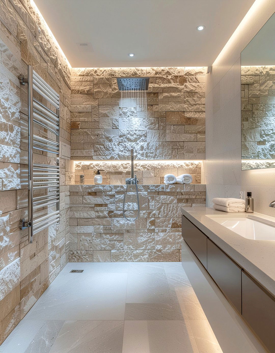 Spa Style Stone Bathroom - 30 river rock bathroom ideas
