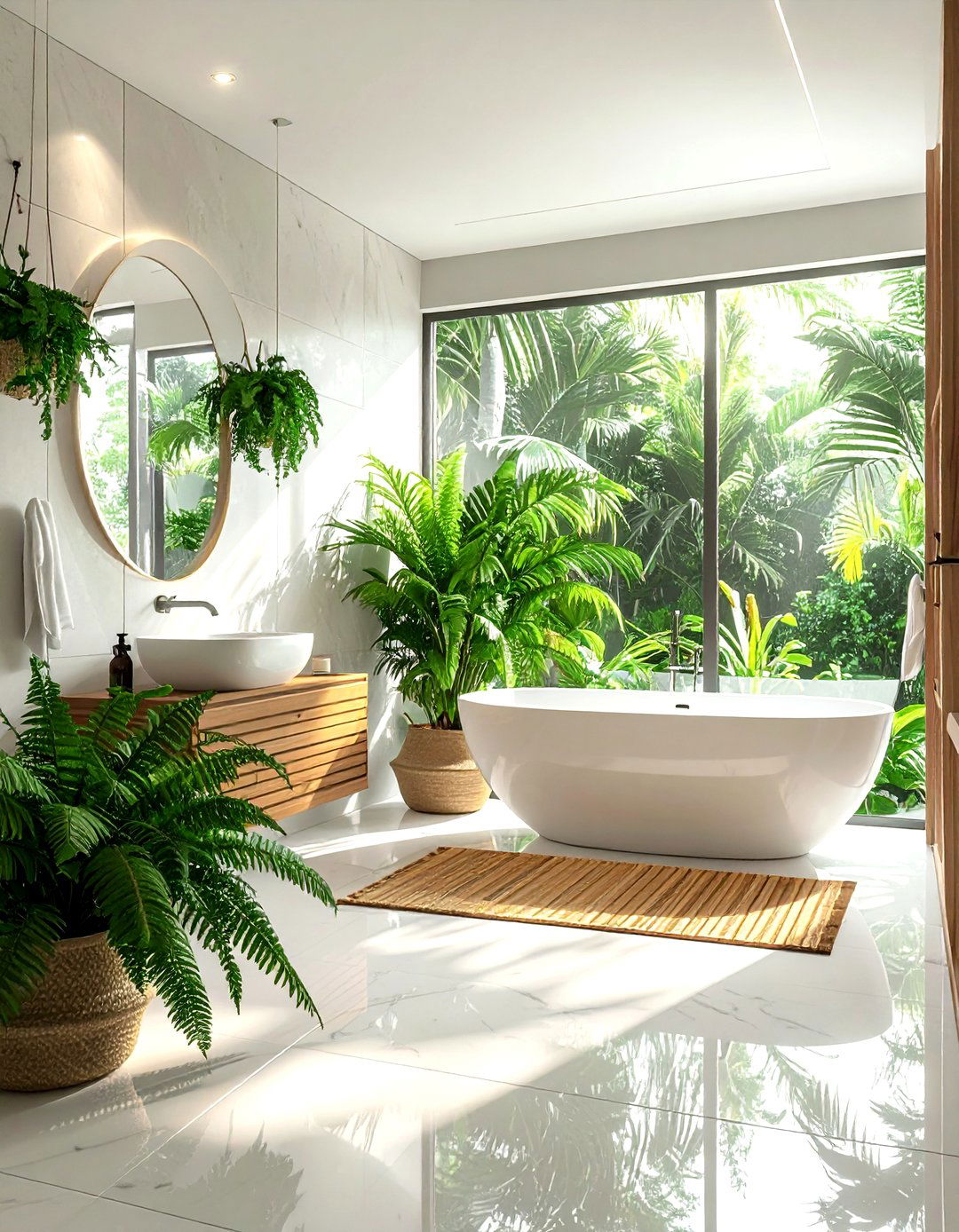 Spa style bathroom with plants - 30 show home bathroom ideas