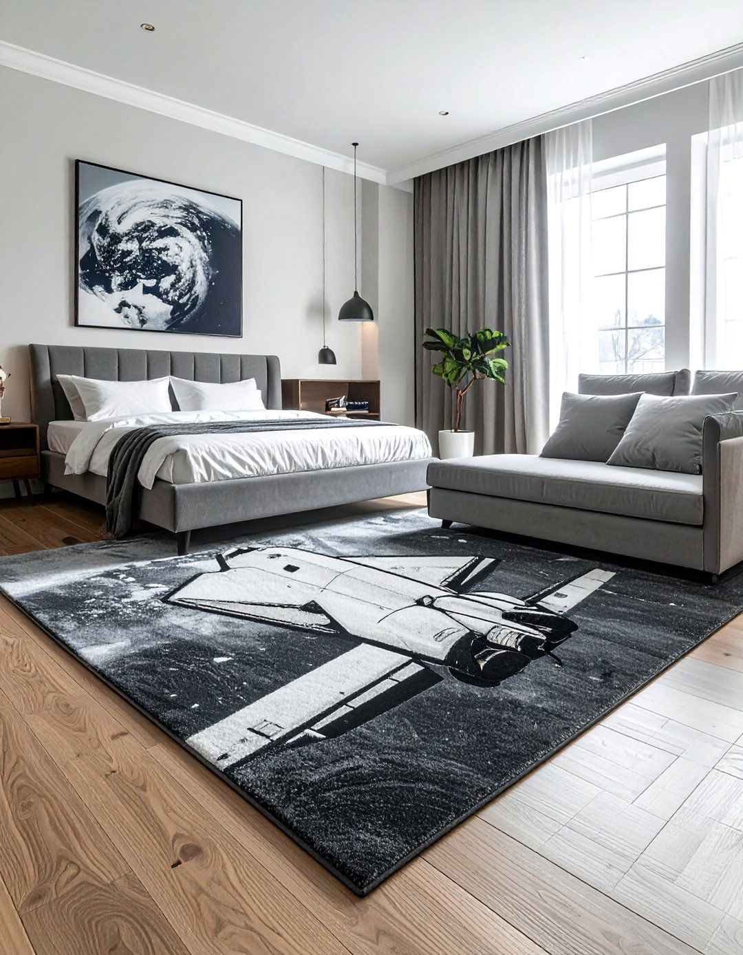 Space shuttle rug - 30 planet bedroom ideas