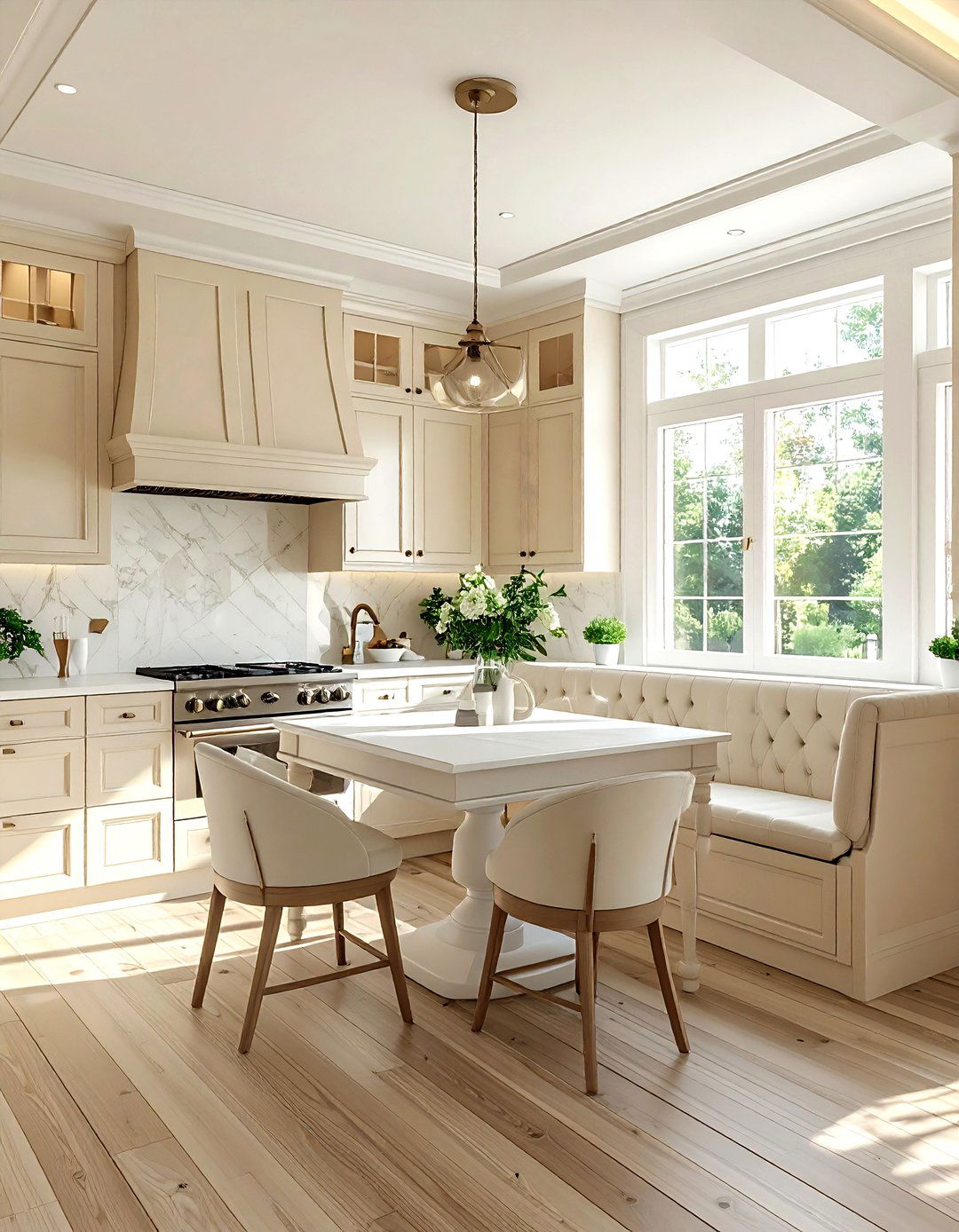 Spacious Cream Kitchen White Breakfast Nook - 30 cream and white kitchen ideas