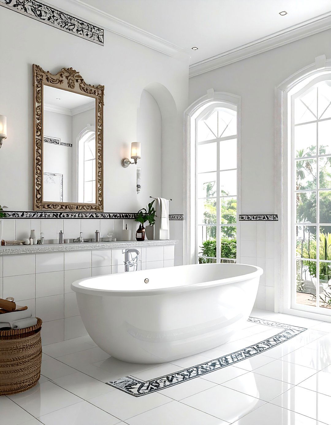 Spanish tile border bathroom - 30 Spanish tile bathroom ideas