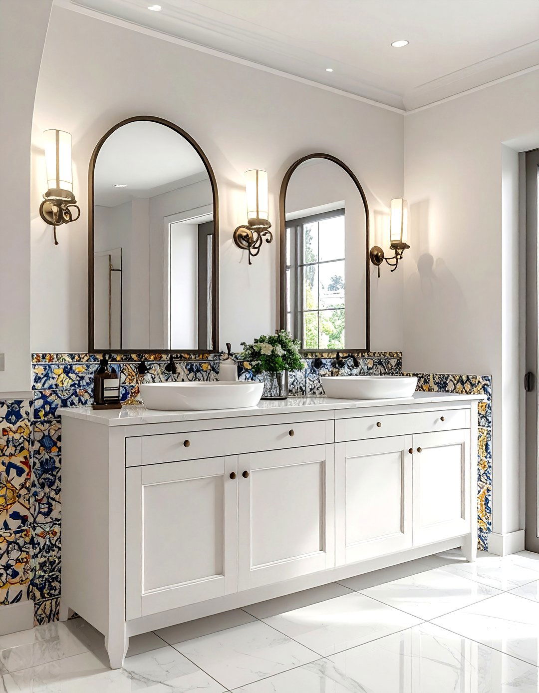Spanish tile double vanity - 30 Spanish tile bathroom ideas