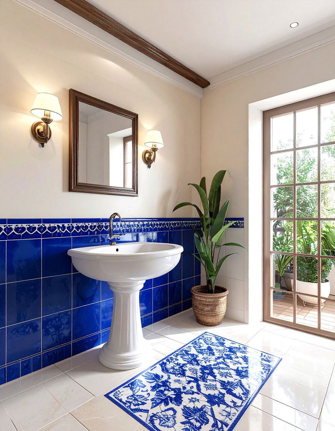 Spanish tile wainscoting - 30 Spanish tile bathroom ideas