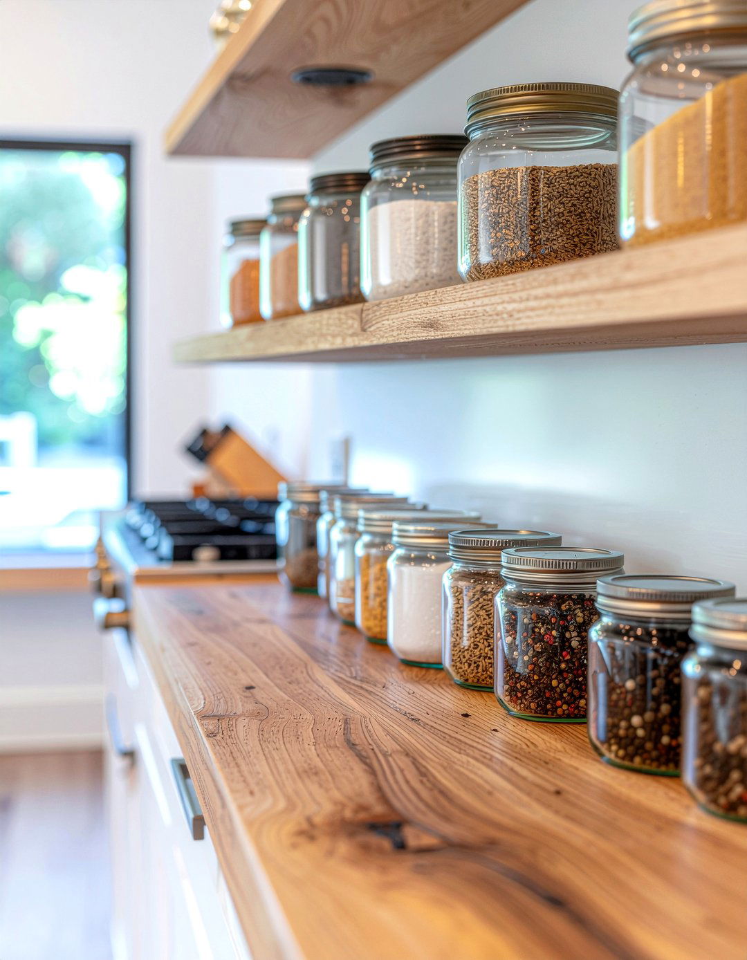 Spice Jar Kitchen Organization - 30 kitchen shelf decor ideas