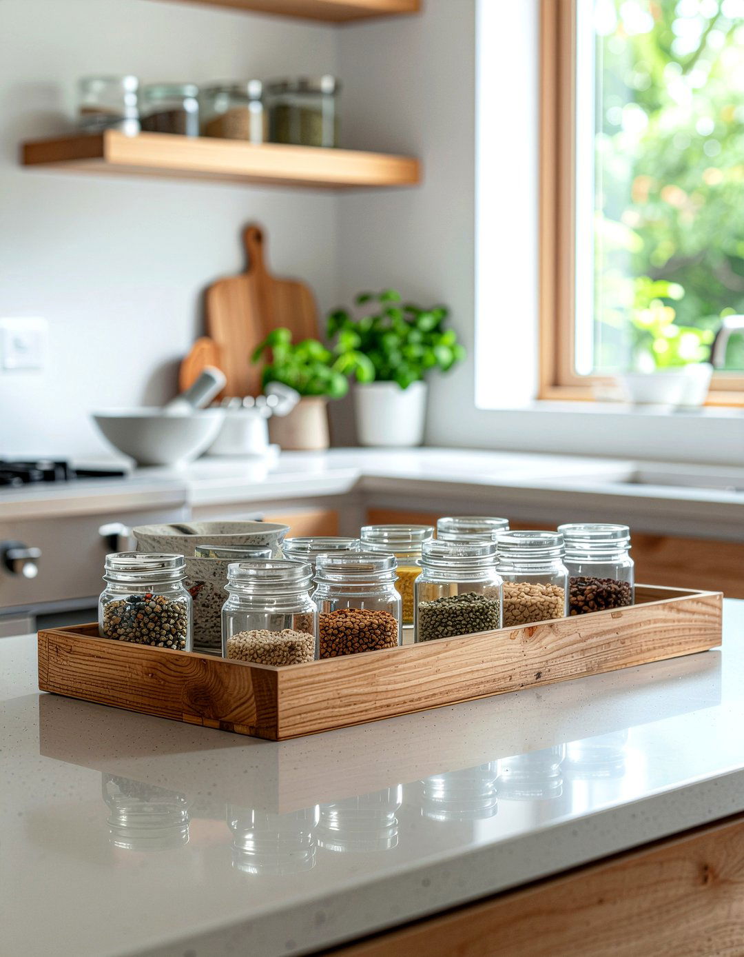Spice Jar Tray - 30 kitchen tray styling ideas
