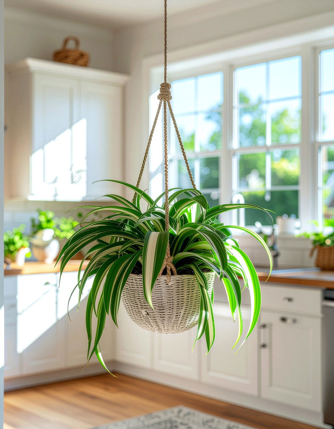 Spider Plant Hanging Basket - 30 hanging plant kitchen ideas