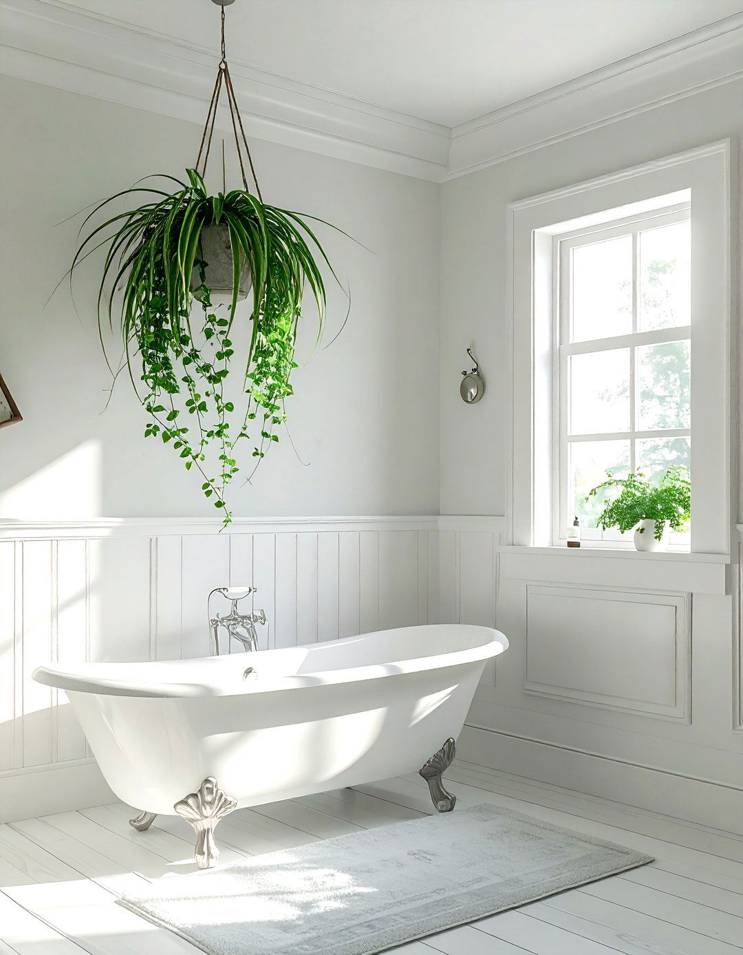 Spider plant hanging in bathroom - 30 bathroom plant accent ideas