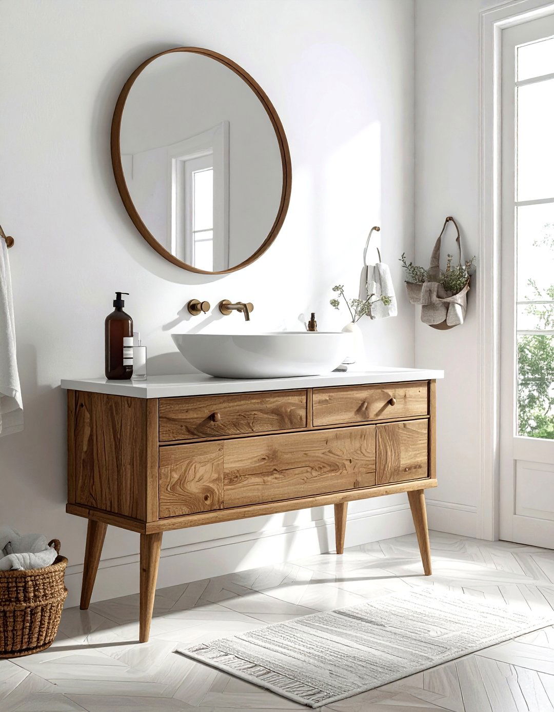 Spindle Leg Vanity Bathroom - 30 mid-century modern bathroom ideas