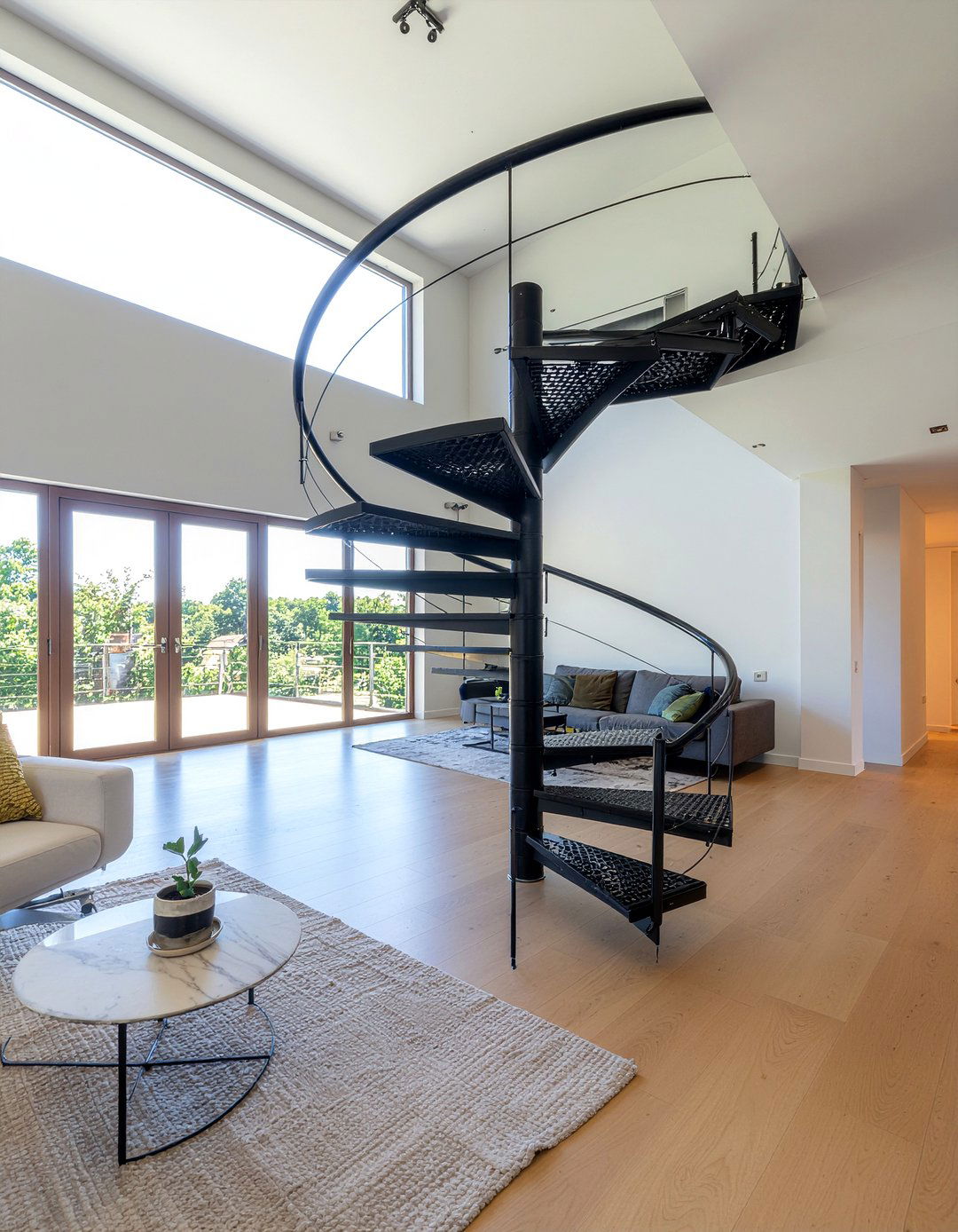 Spiral Staircase Living Room - 30 warehouse living room ideas