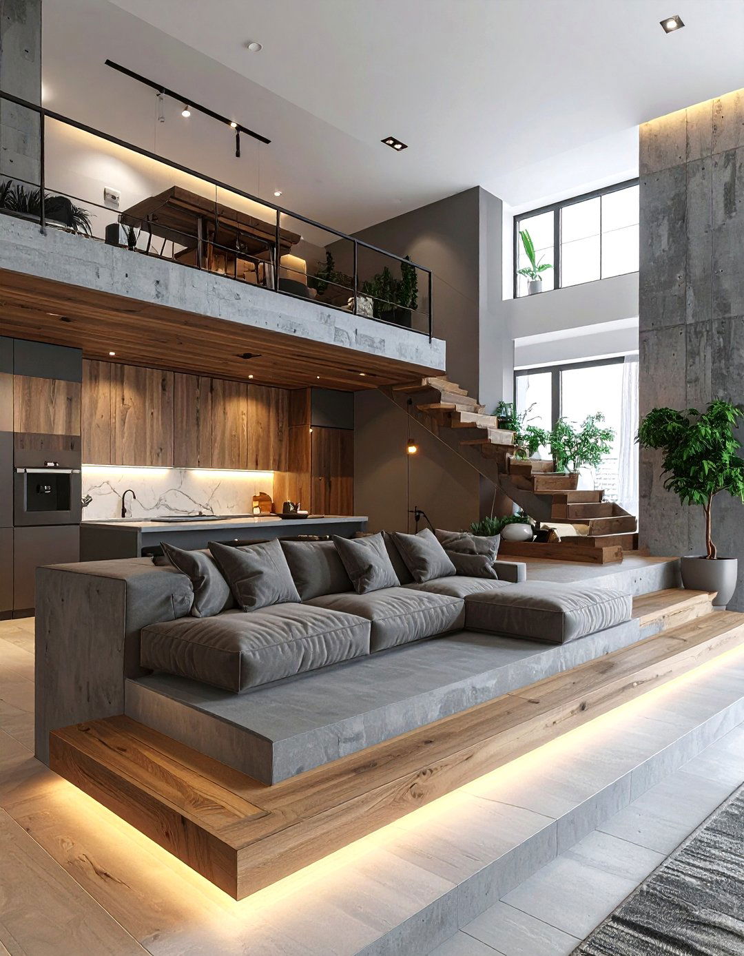 Split level loft - 30 loft style living room ideas