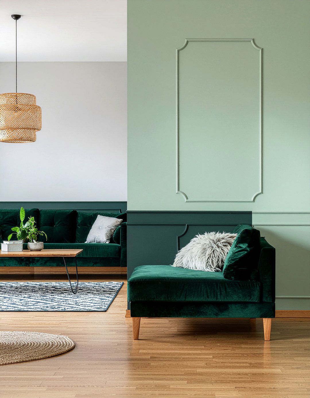 Split wall paint - 30 living room color blocking ideas