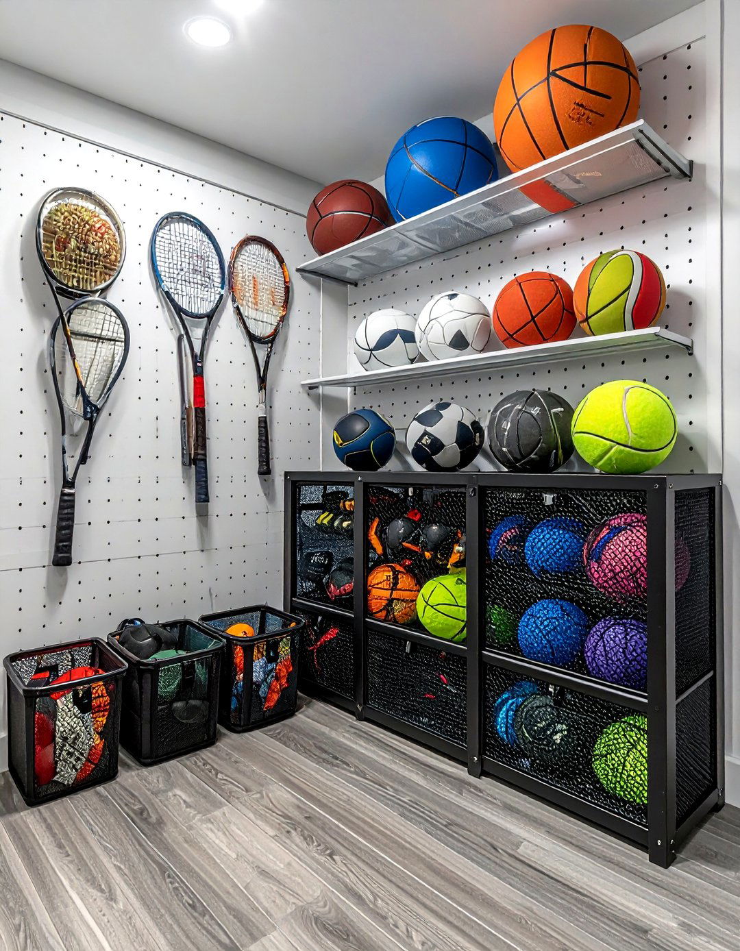 Sports equipment gear wall - 30 garage organization ideas